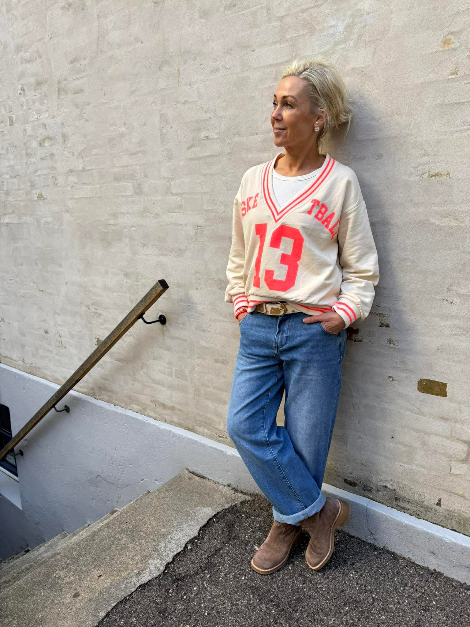 Basket Sweatshirt - Beige/Coral