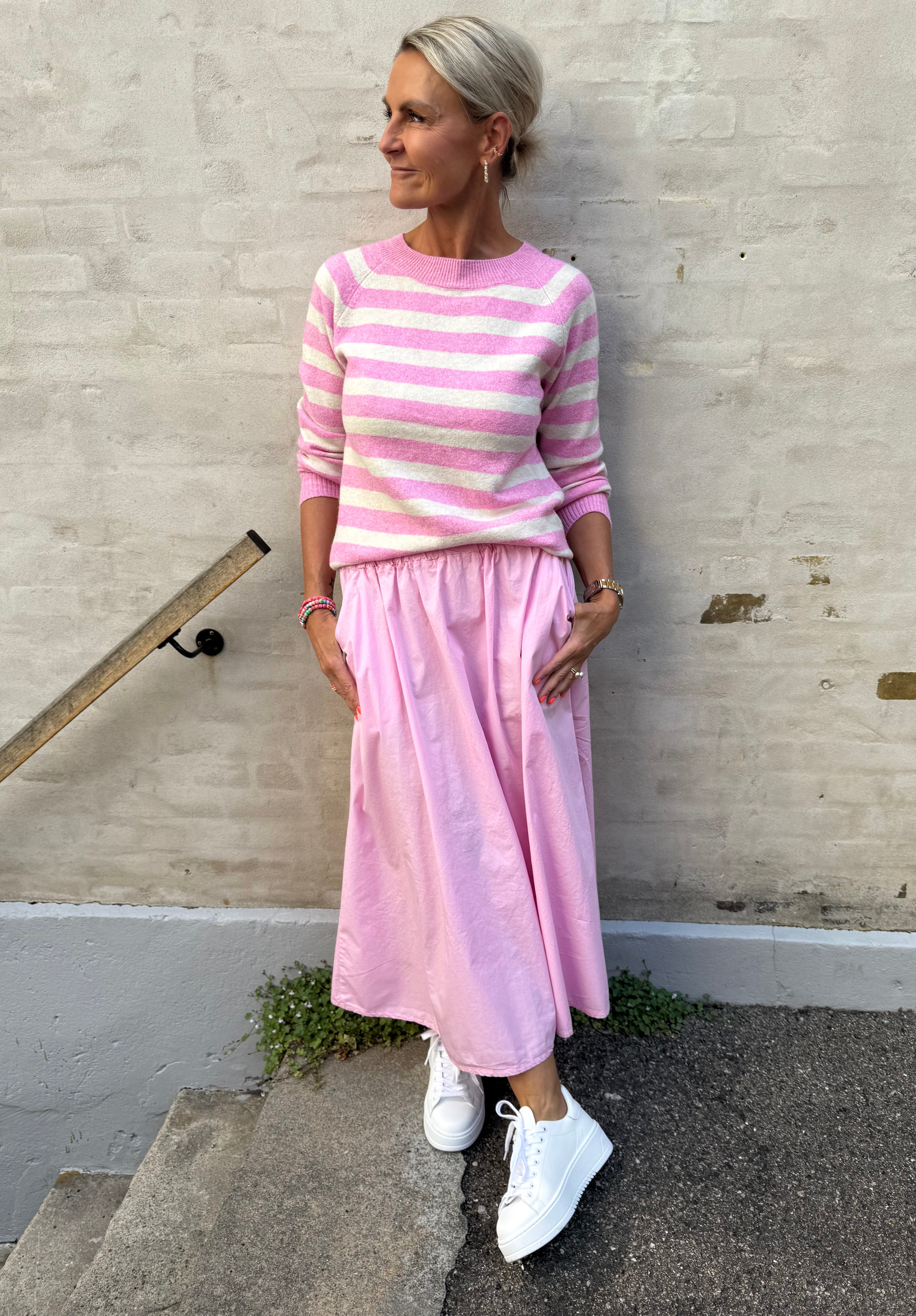 DOFFY O-NECK BLOUSE - Fuchsia Pink/BIRCH