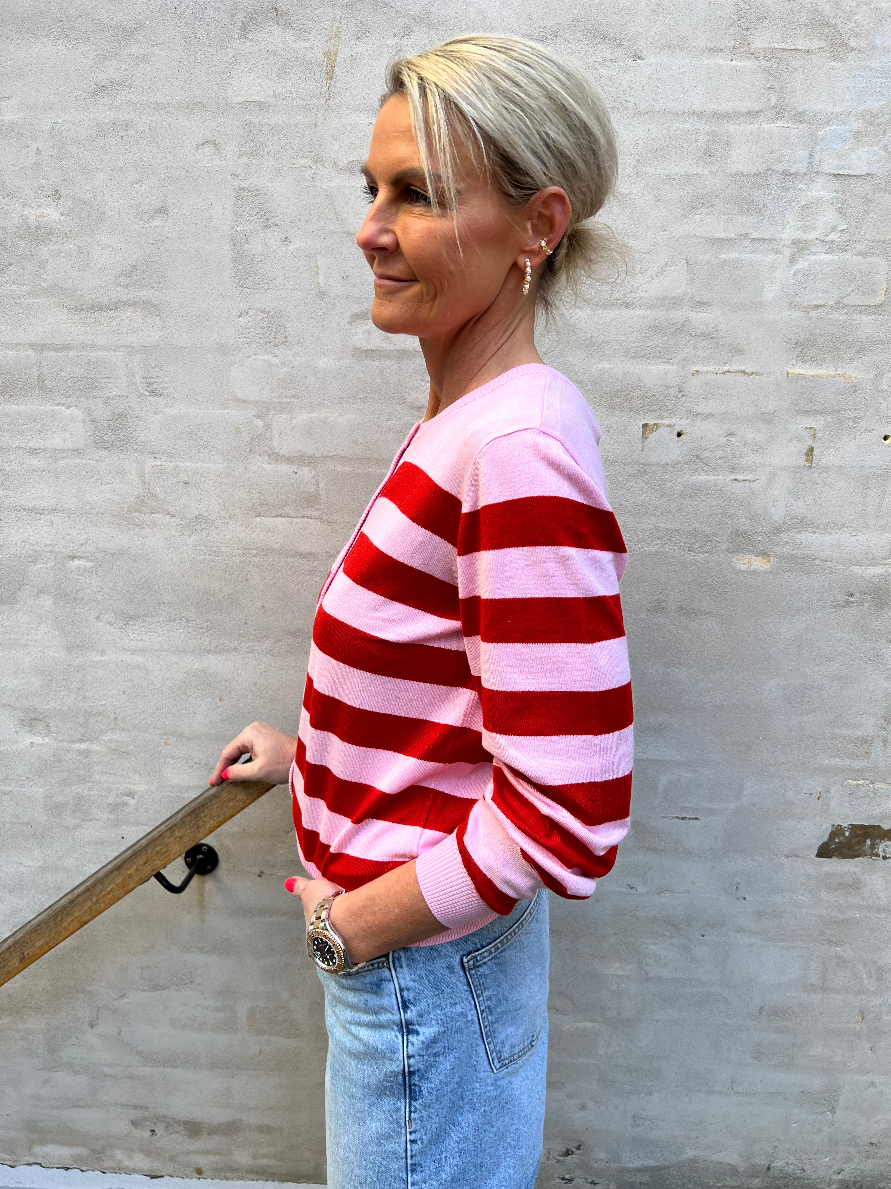 Sabi annemette cardigan pink/red stripes