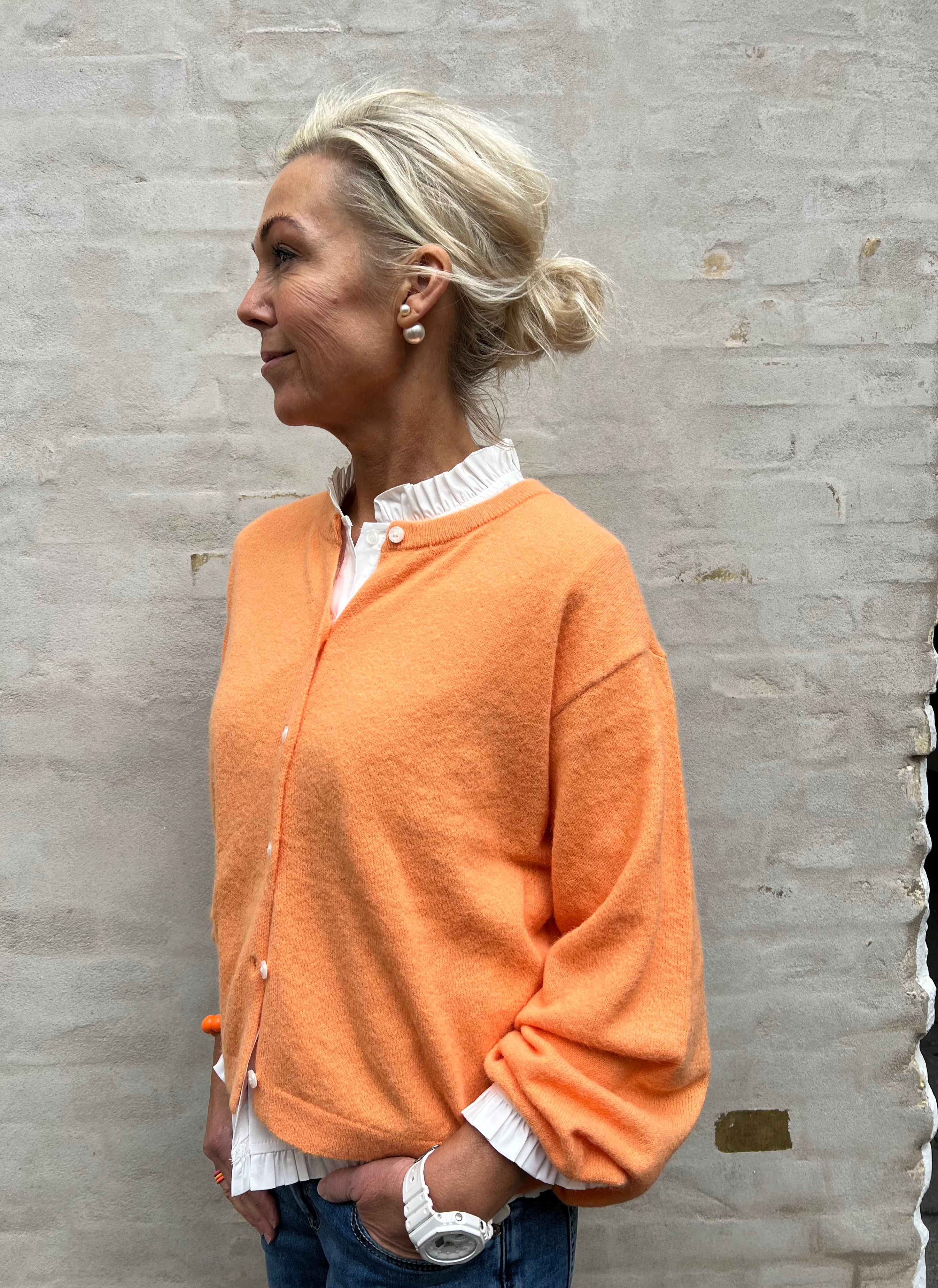 NAOMI LS O-NECK KNIT CARDIGAN - Russet Orange MELANGE