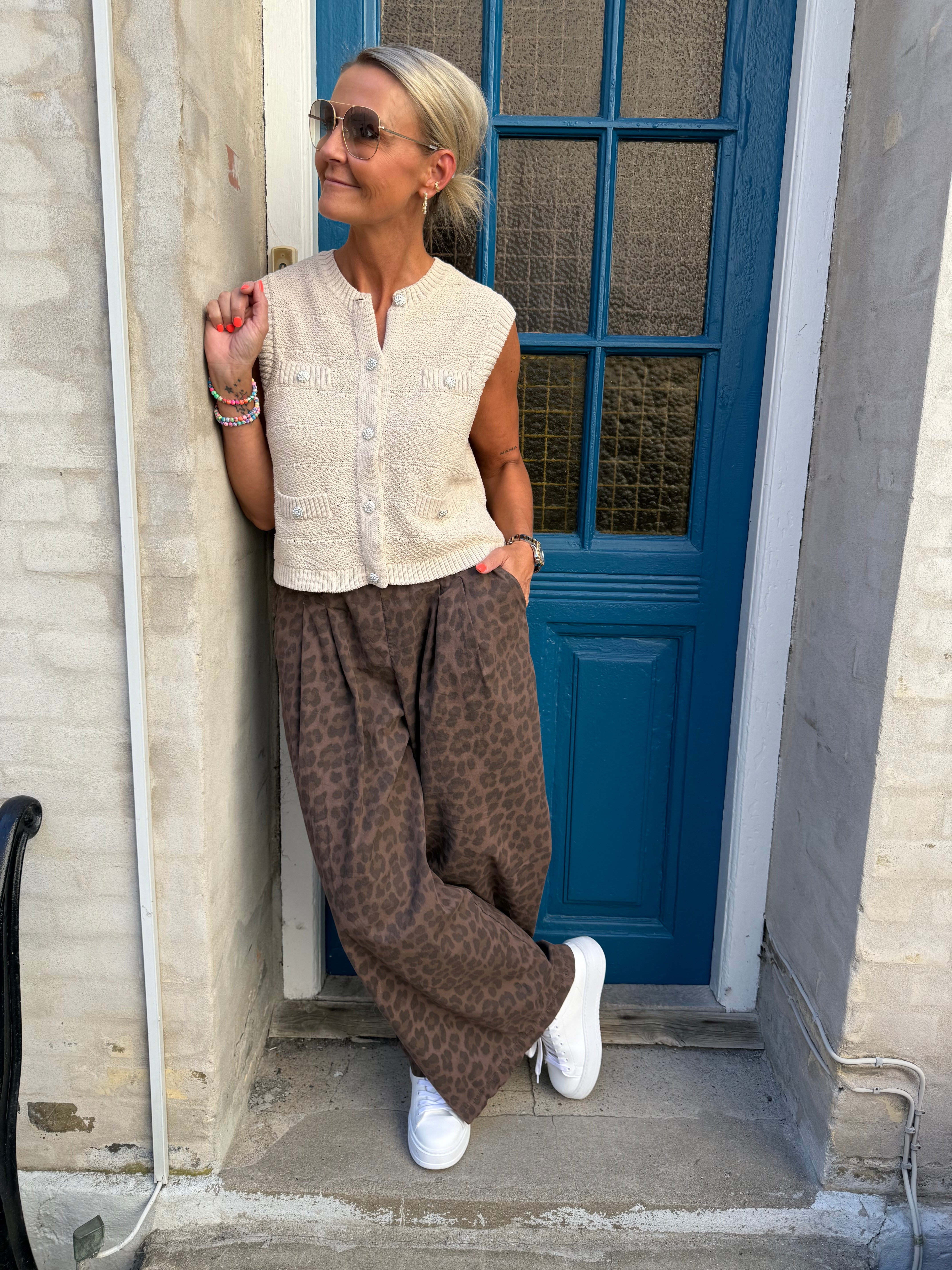 ABBIE wideleg pant - Mocca Leo