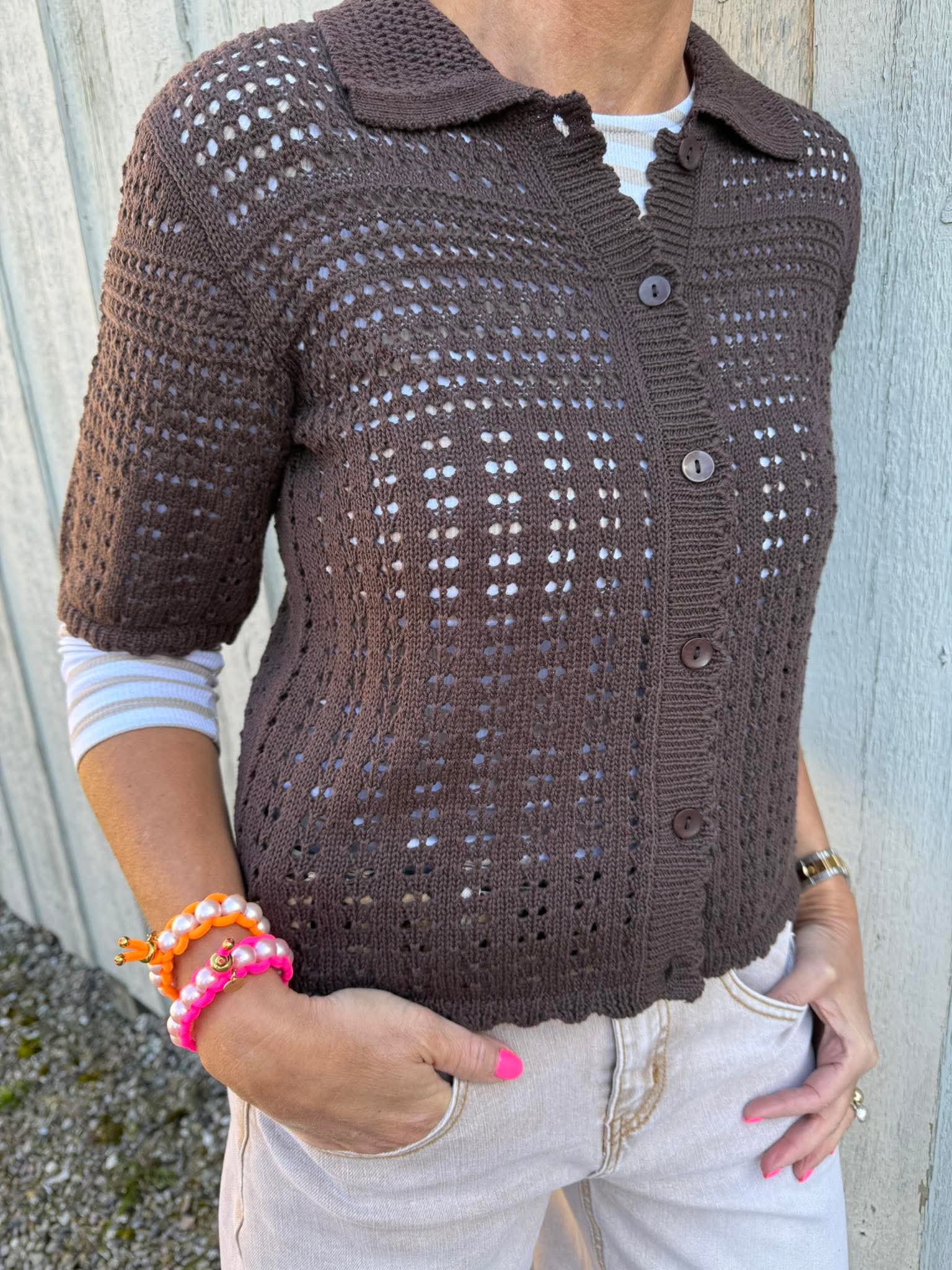 ROBIN 2/4 COLLAR CARDIGAN -  Bracken