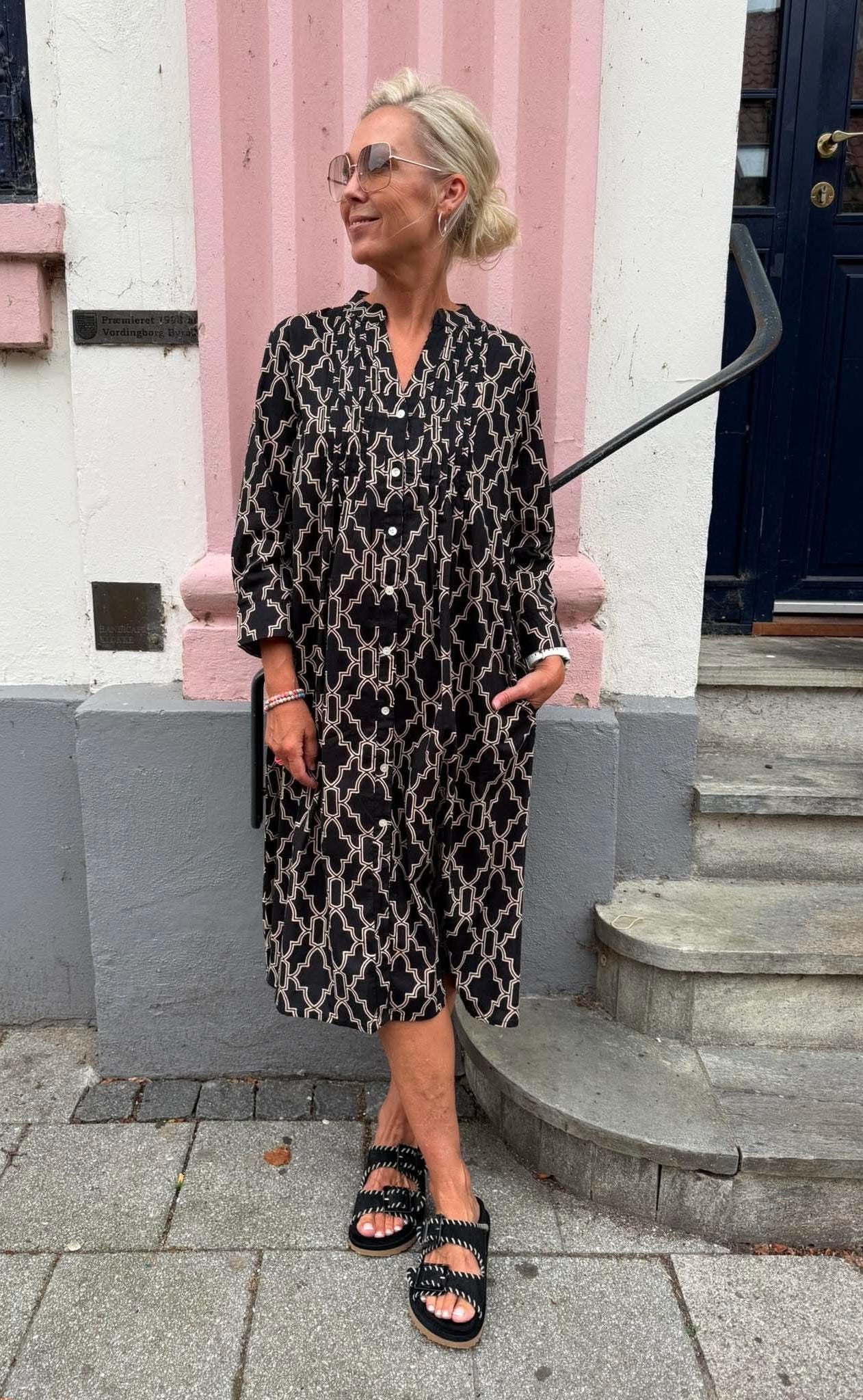 Torino Dress - Black and Beige