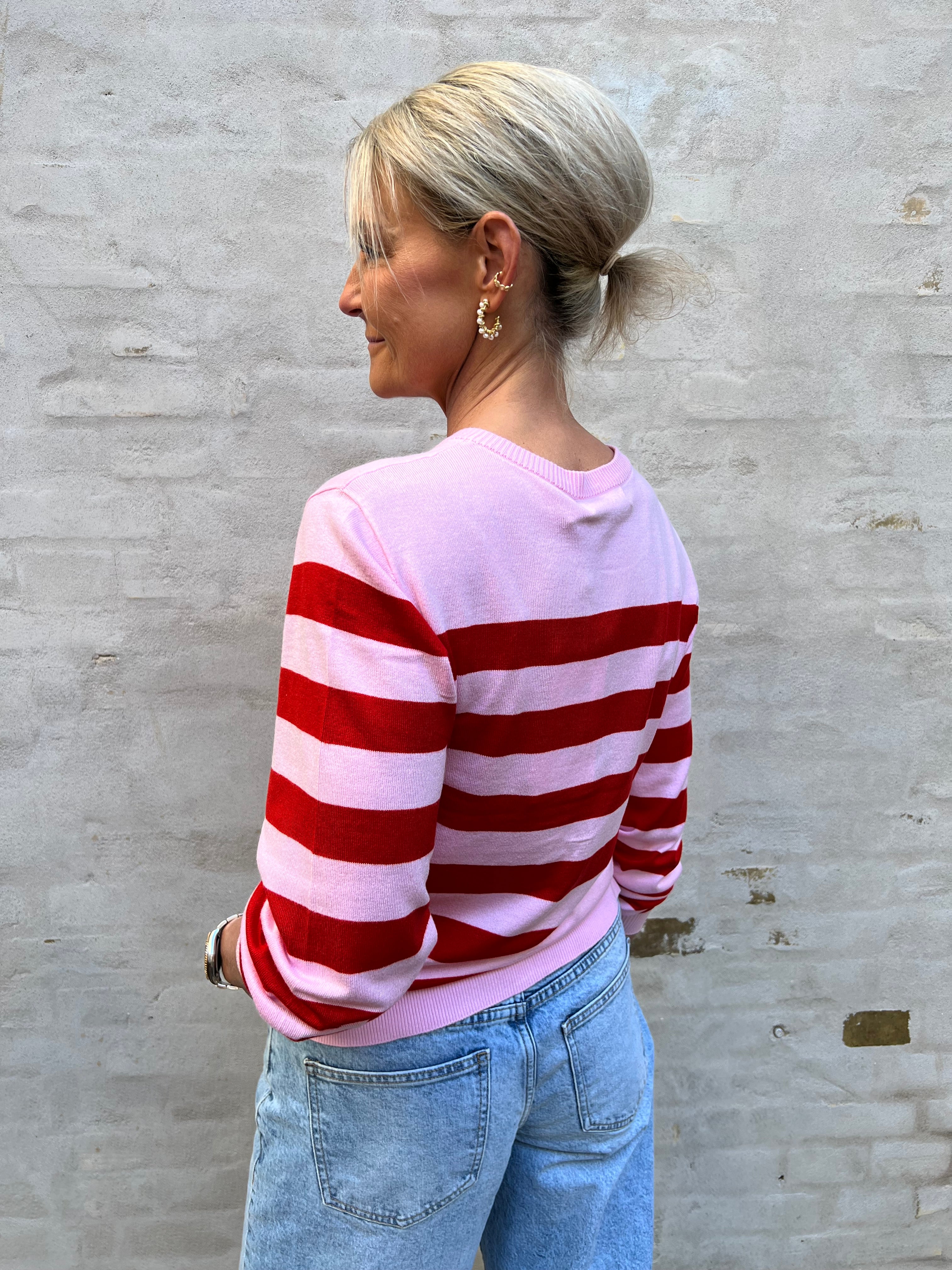 Sabi annemette cardigan pink/red stripes