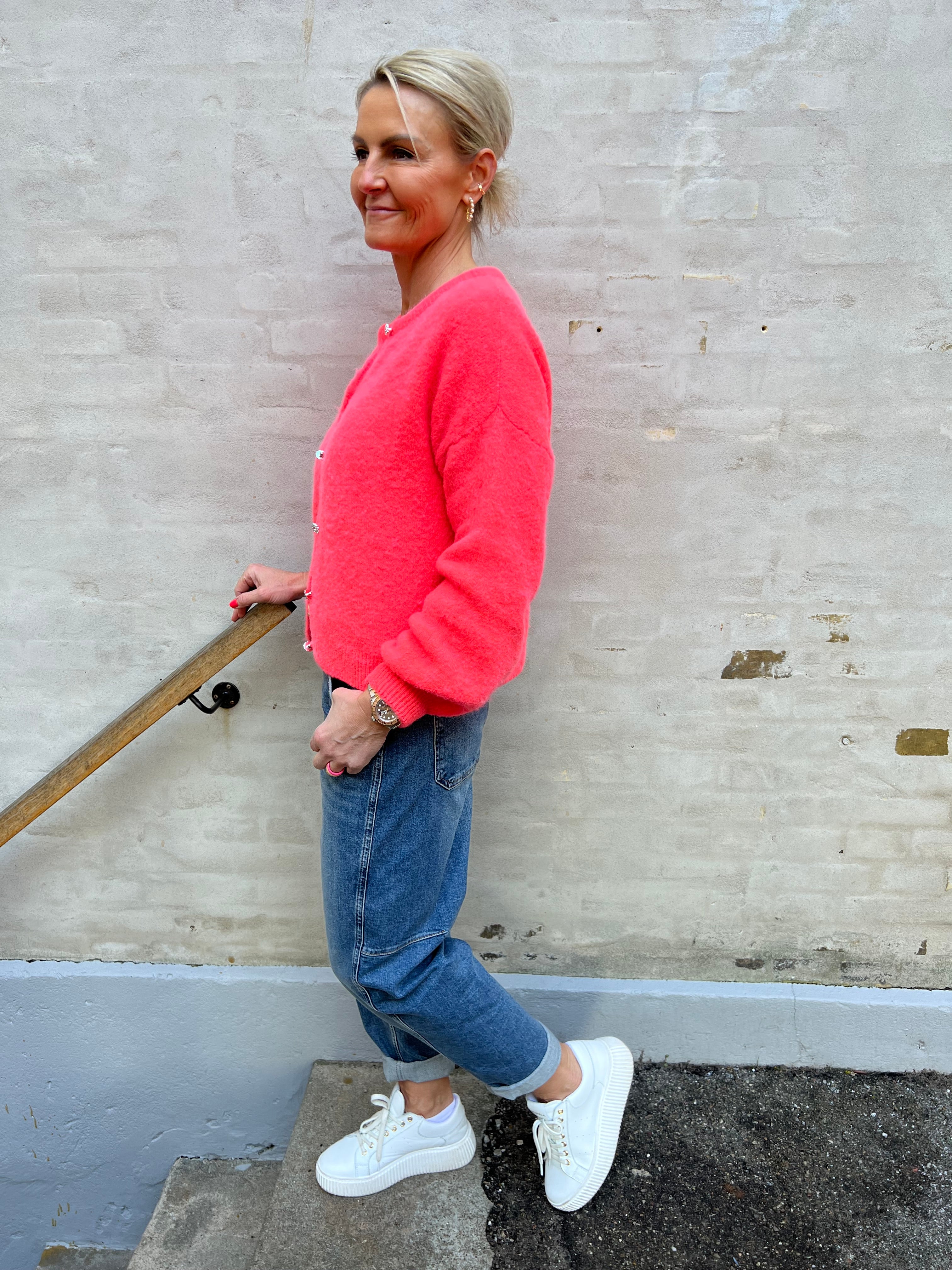 Tulle cardigan coral