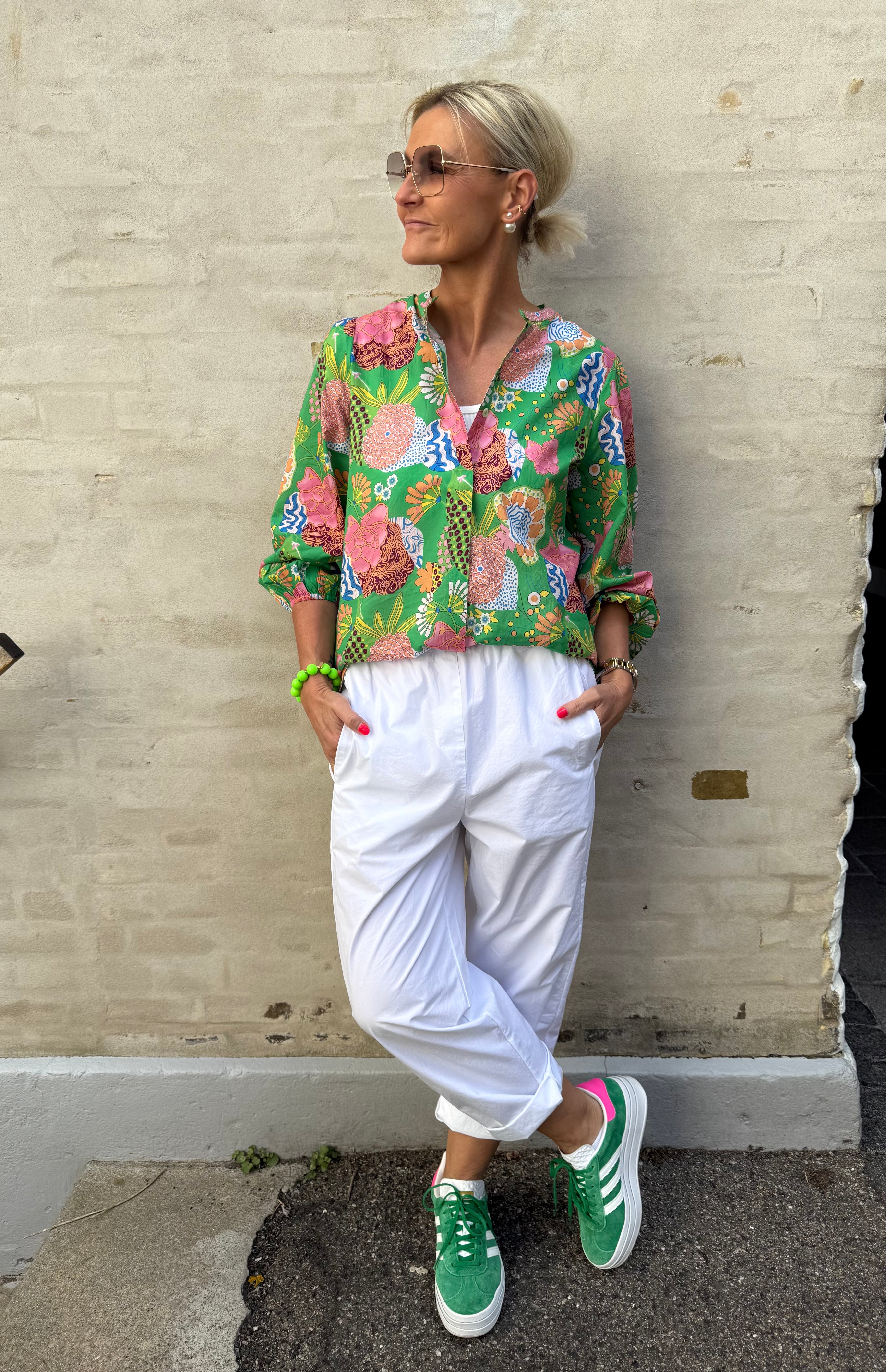 Capri Blouse - Green Print
