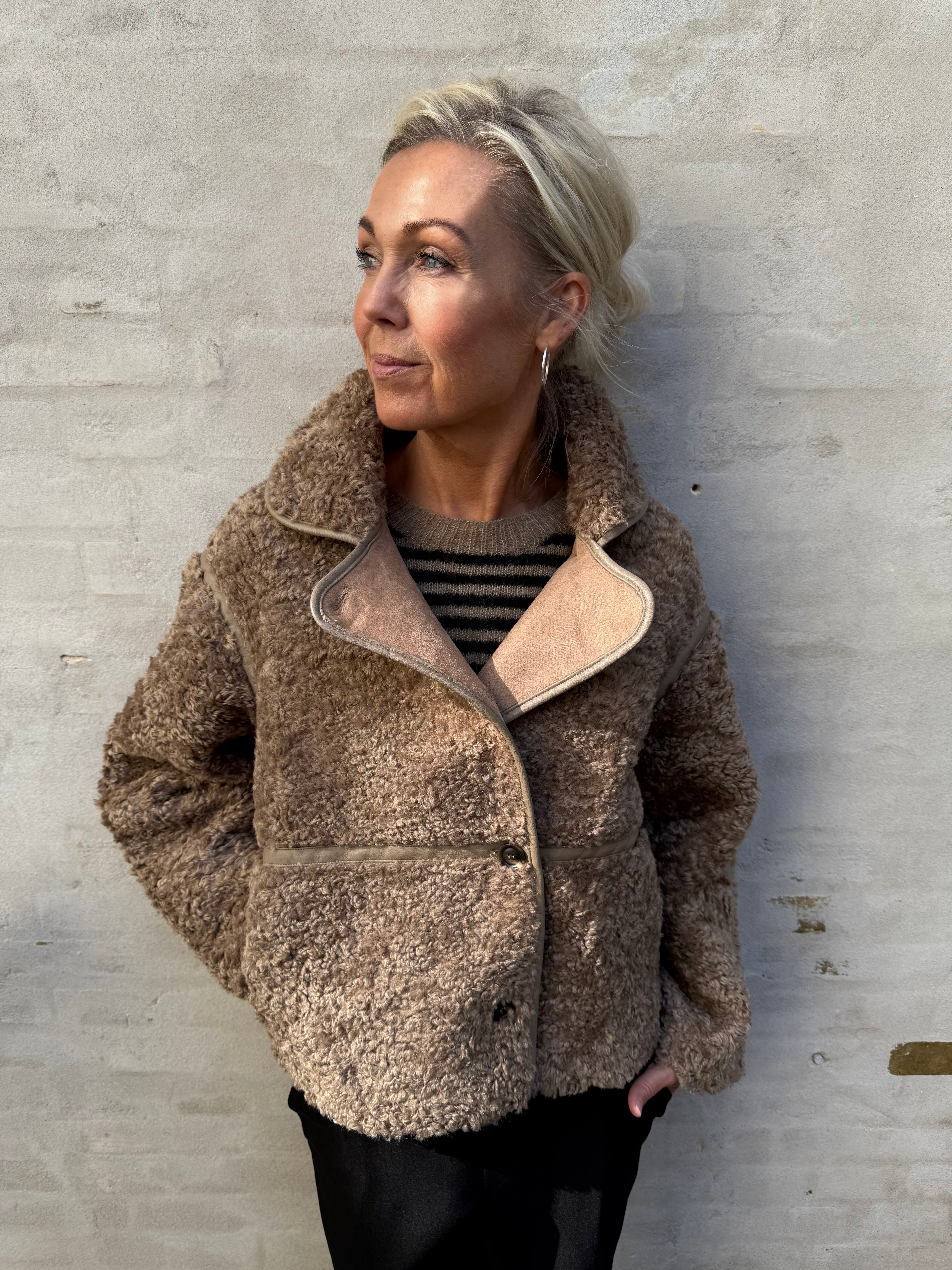 Castor Faux Fur Jacket - Taupe