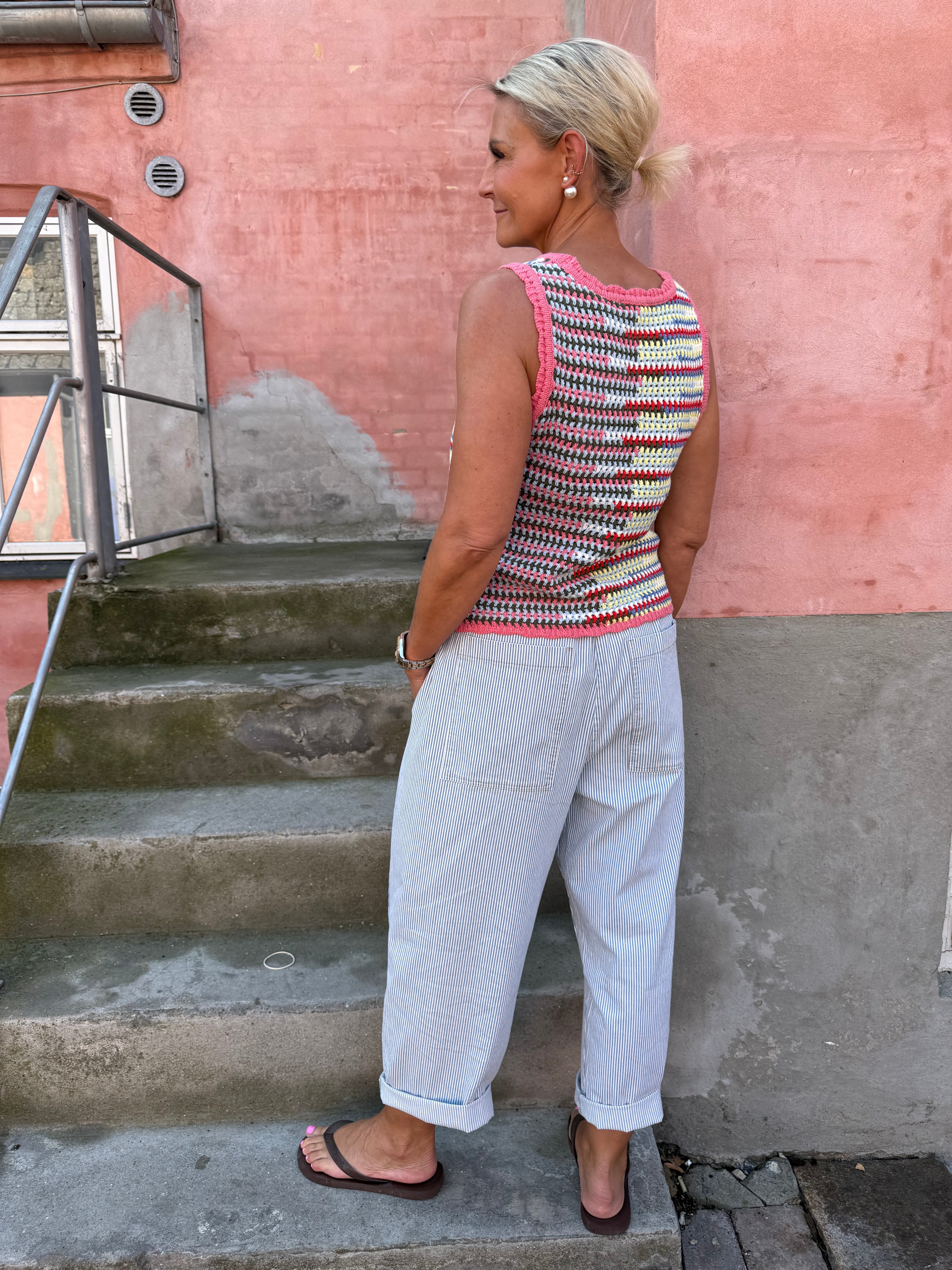 MISS S/L KNIT TOP - Begonia Pink Multi