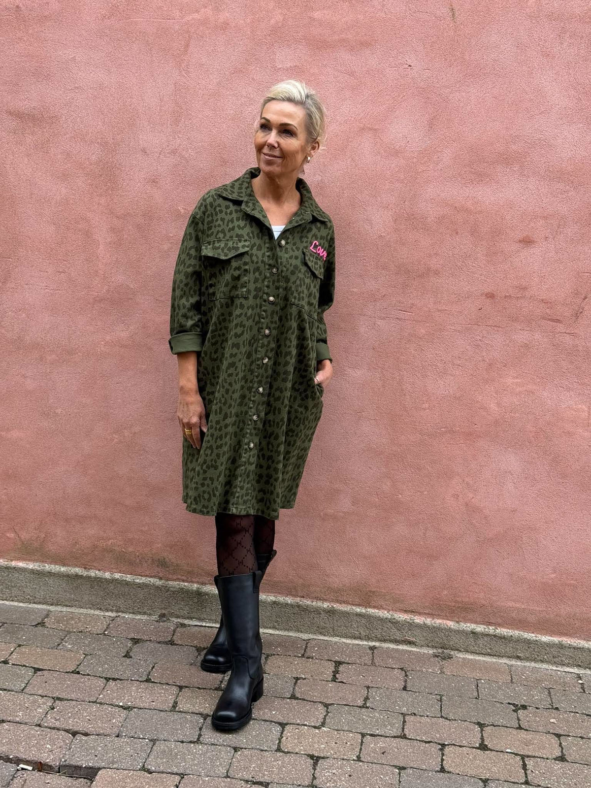 Leo Shirt Dress - Army Leo
