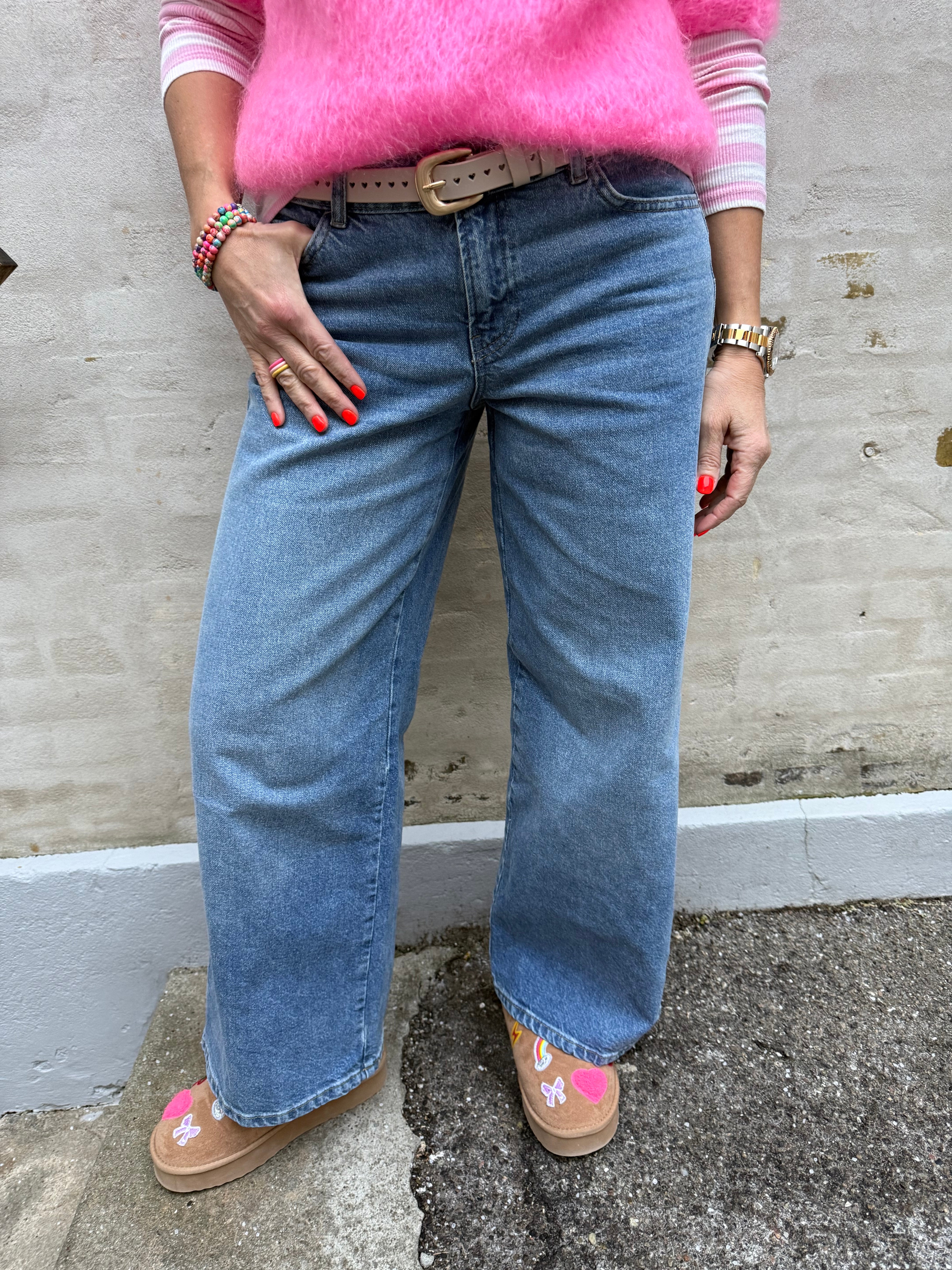 Selma low waist wide jeans - Medium Blue Denim