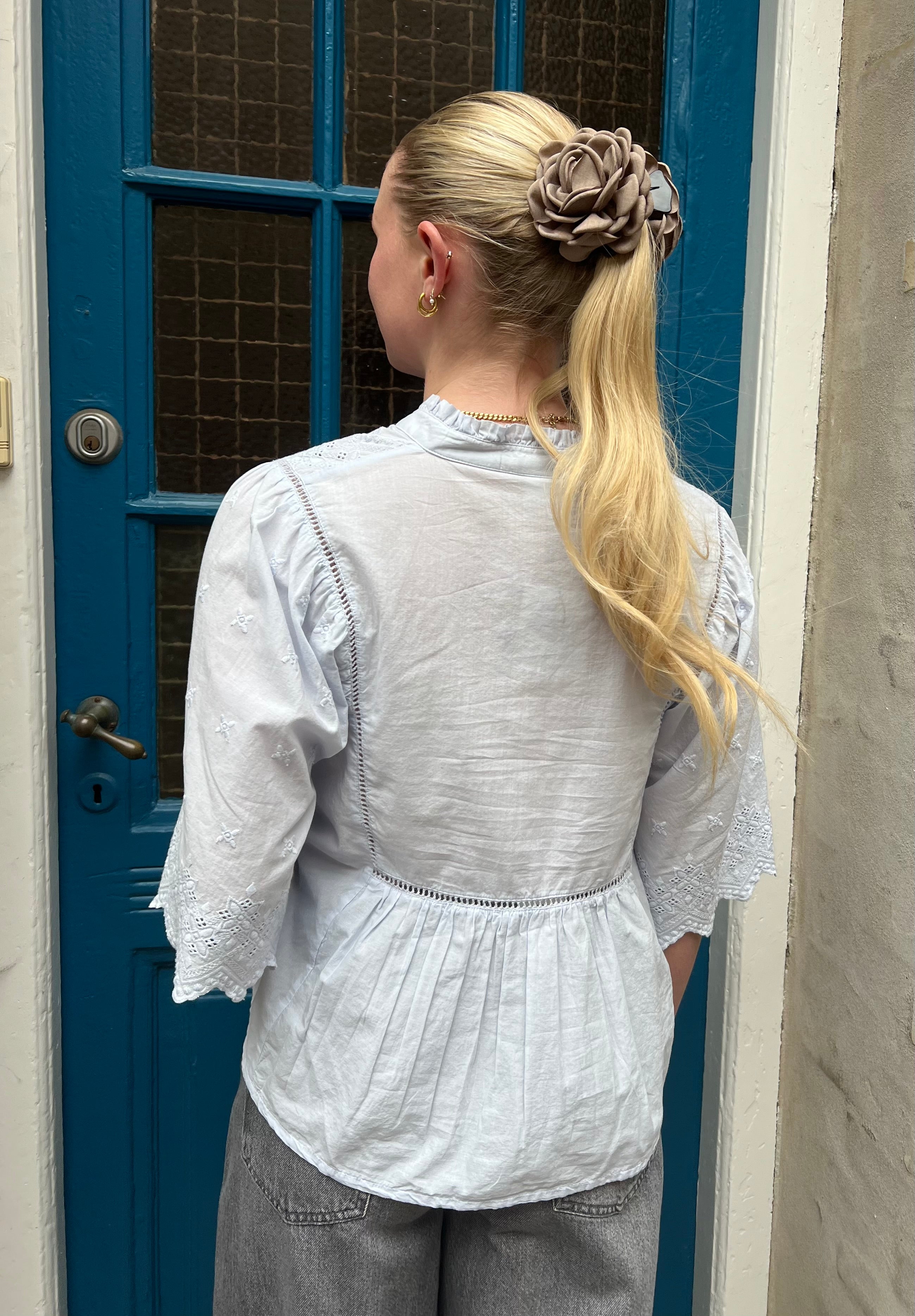 MAYA 2/4 EMBROIDERY TOP - Halogen Blue
