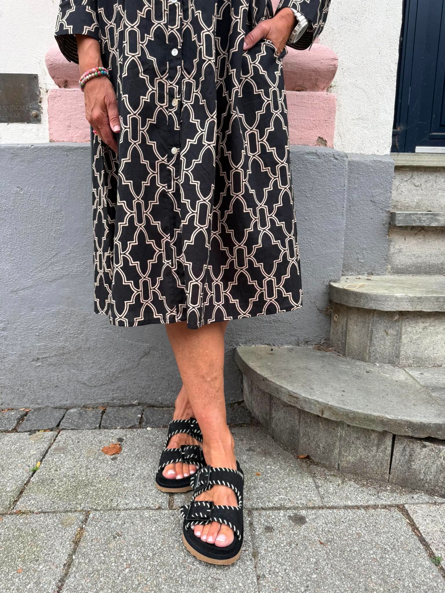 Torino Dress - Black and Beige