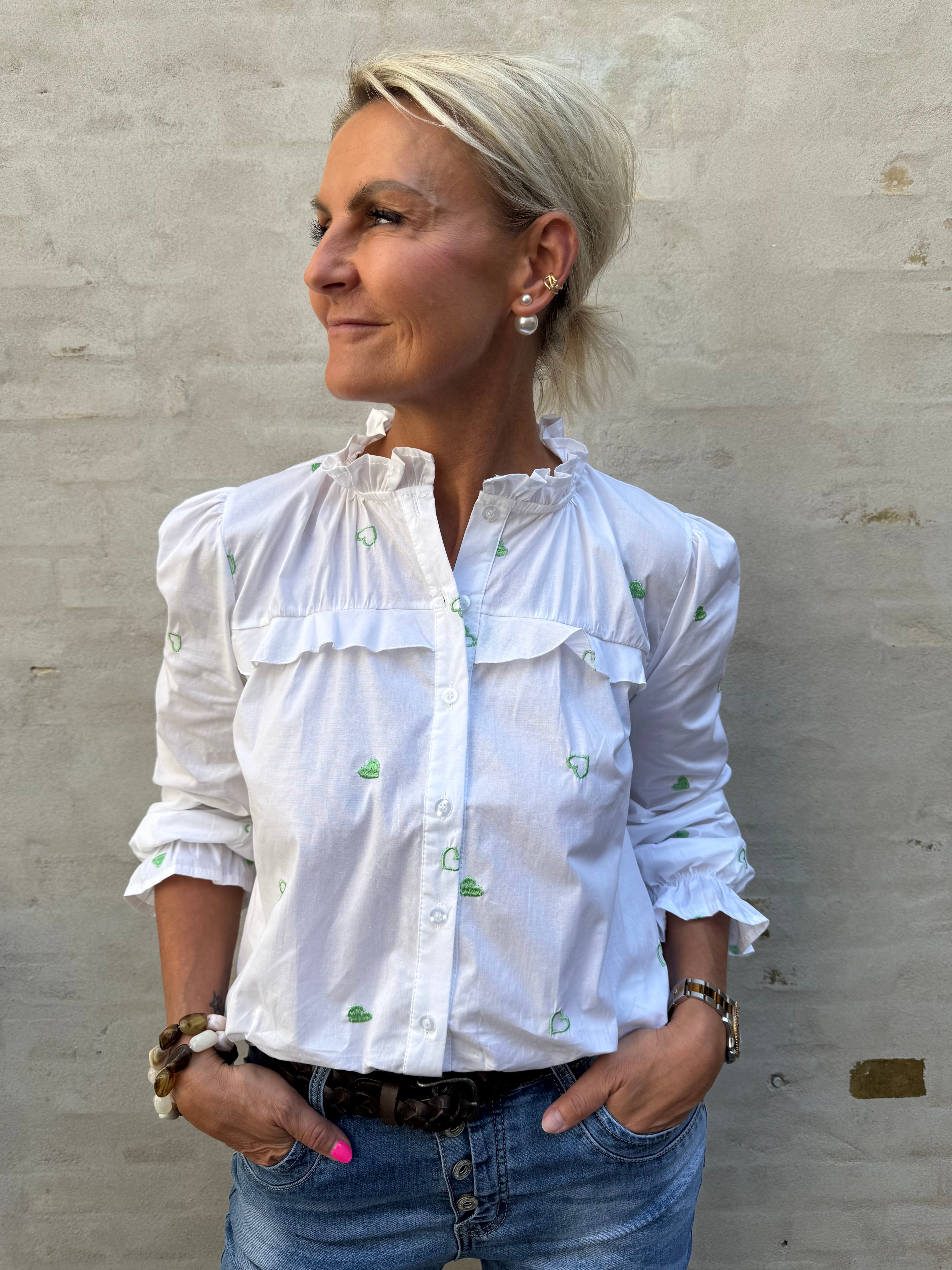 Sweet Heart Shirt - White/Green