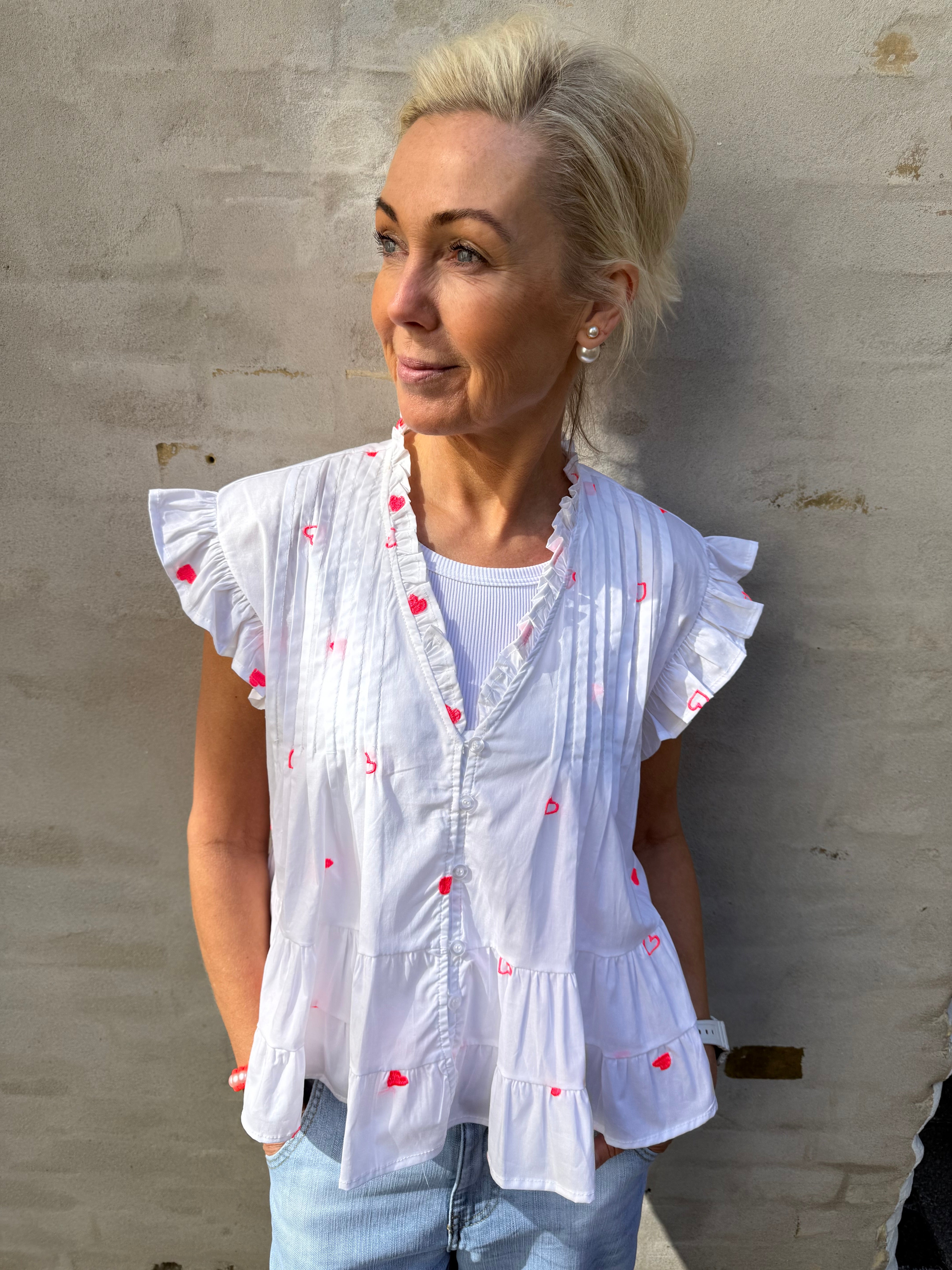 Micado Blouse - White/Fuchsia Flou