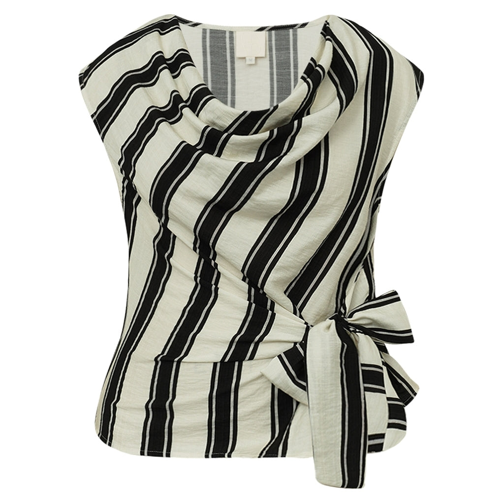 SagaraGo Jo Blouse - Sand Black Stripe