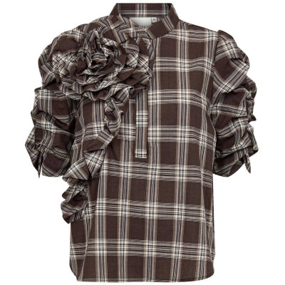 ZabineGO Blouse - Brown Cheks