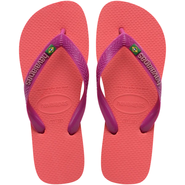 Hav Brasil Logo Flip Flops - Coral/Pink