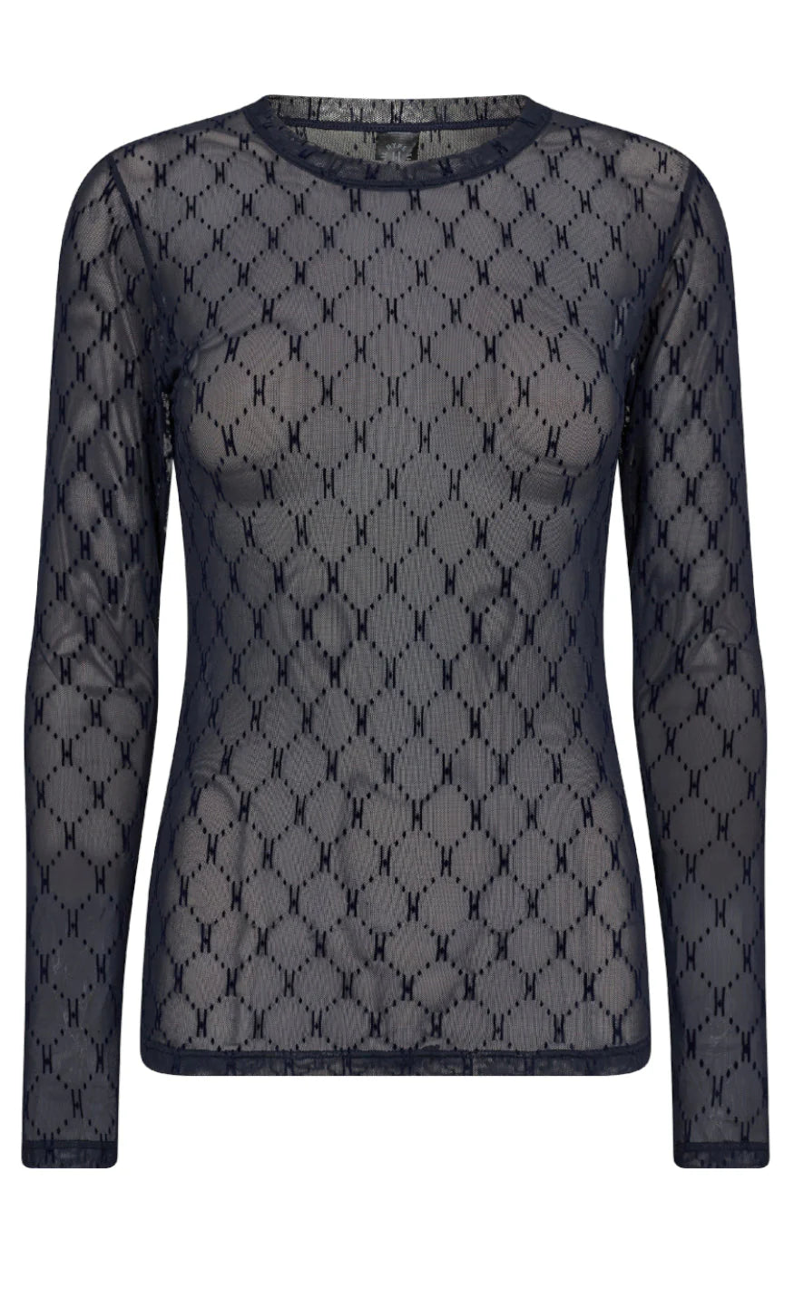 Mesh blouse navy-49