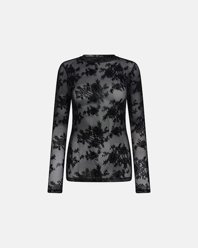 Mesh Lace Blouse  - Black