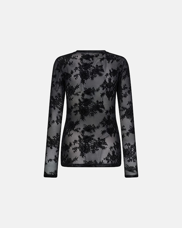Mesh Lace Blouse  - Black