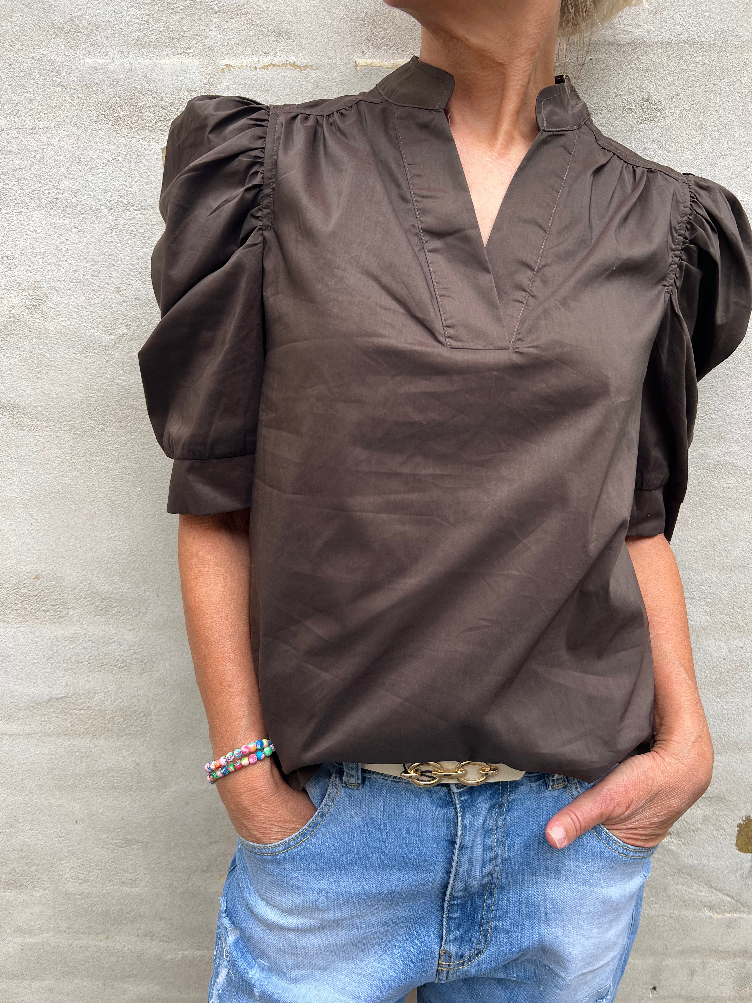 Roella Poplin Blouse Chocolate brown