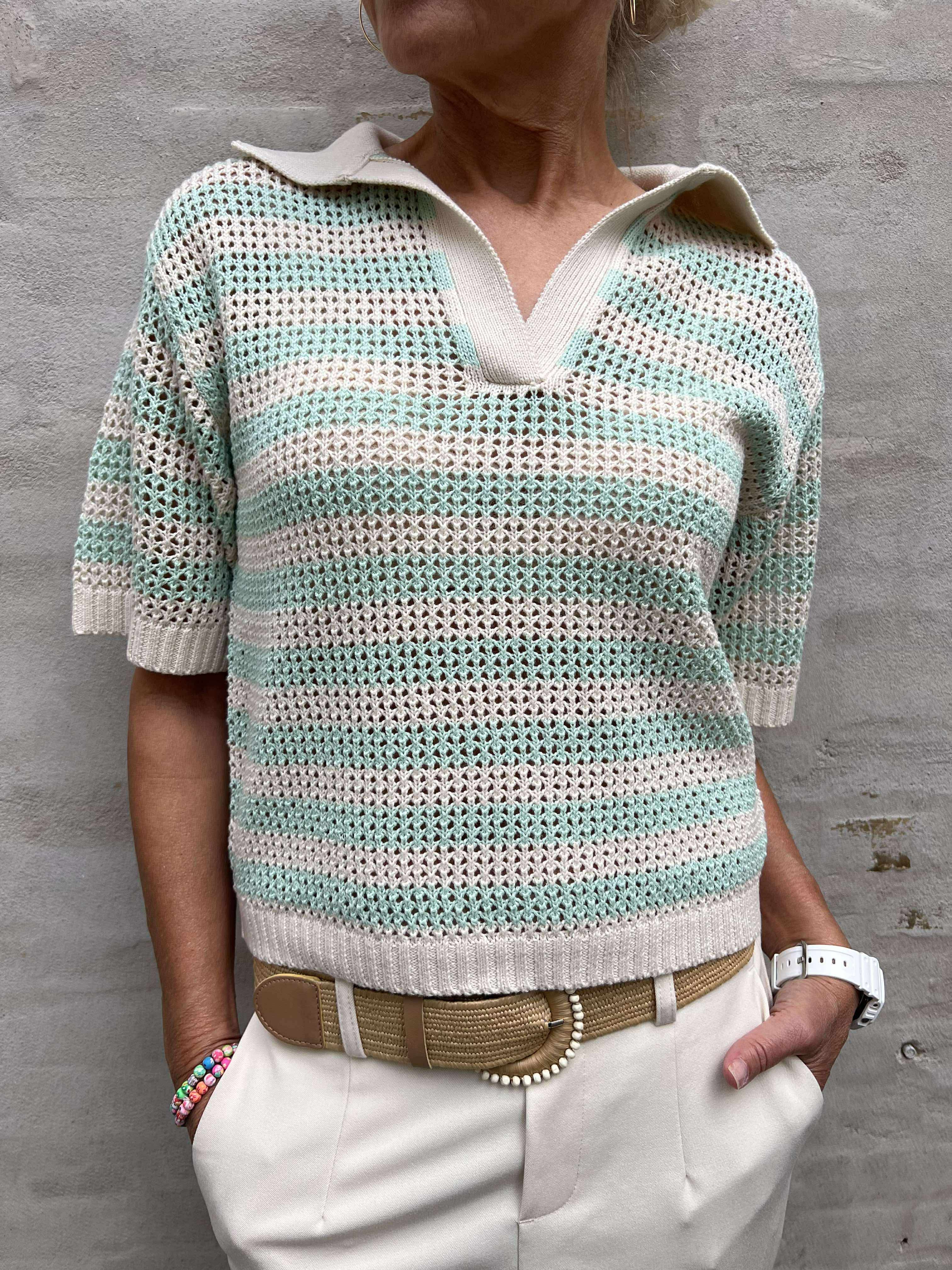 Tikka polo pullover knit birch/birds egg