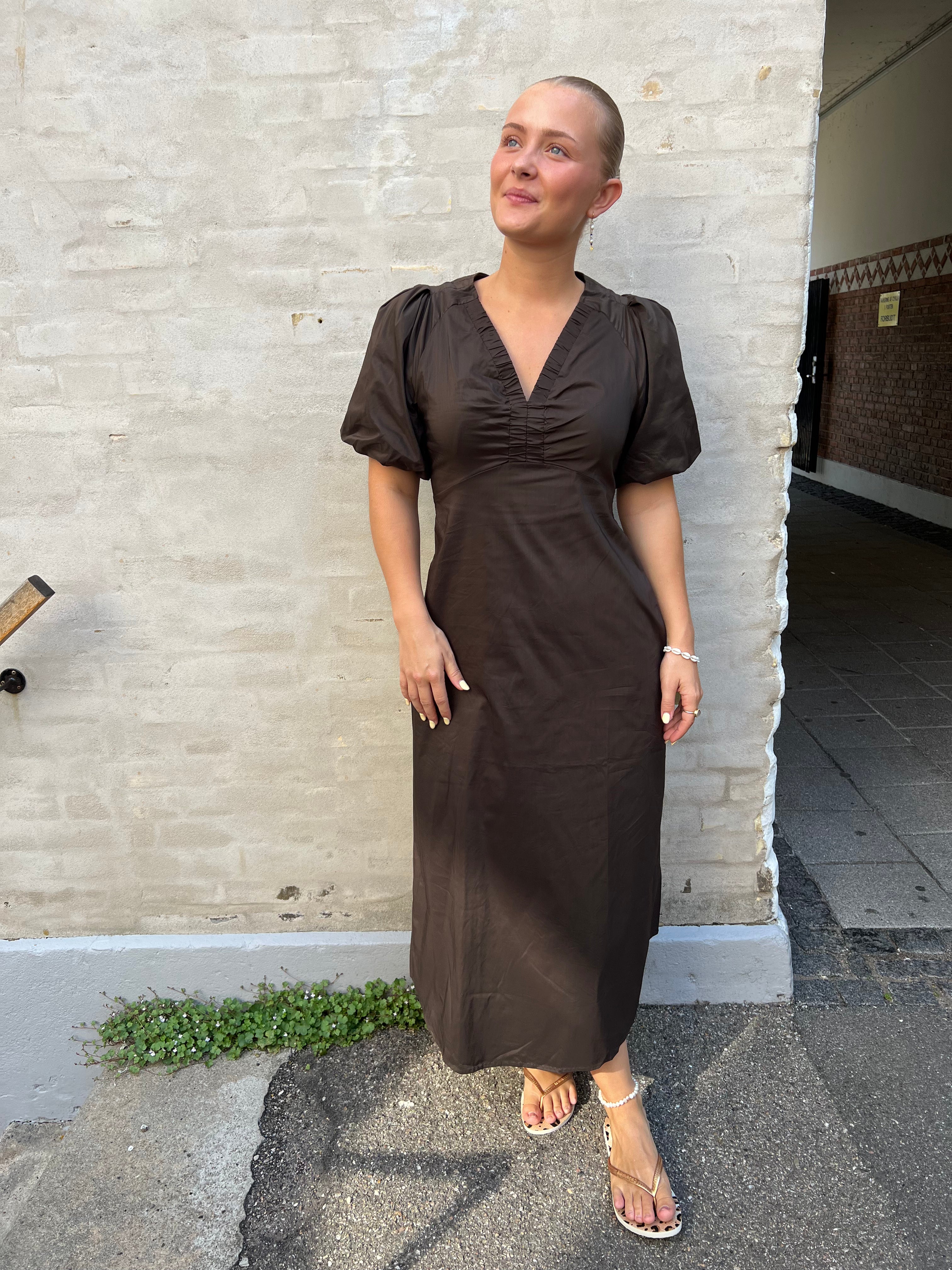 Illana Poplin Dress Chocolate Brown