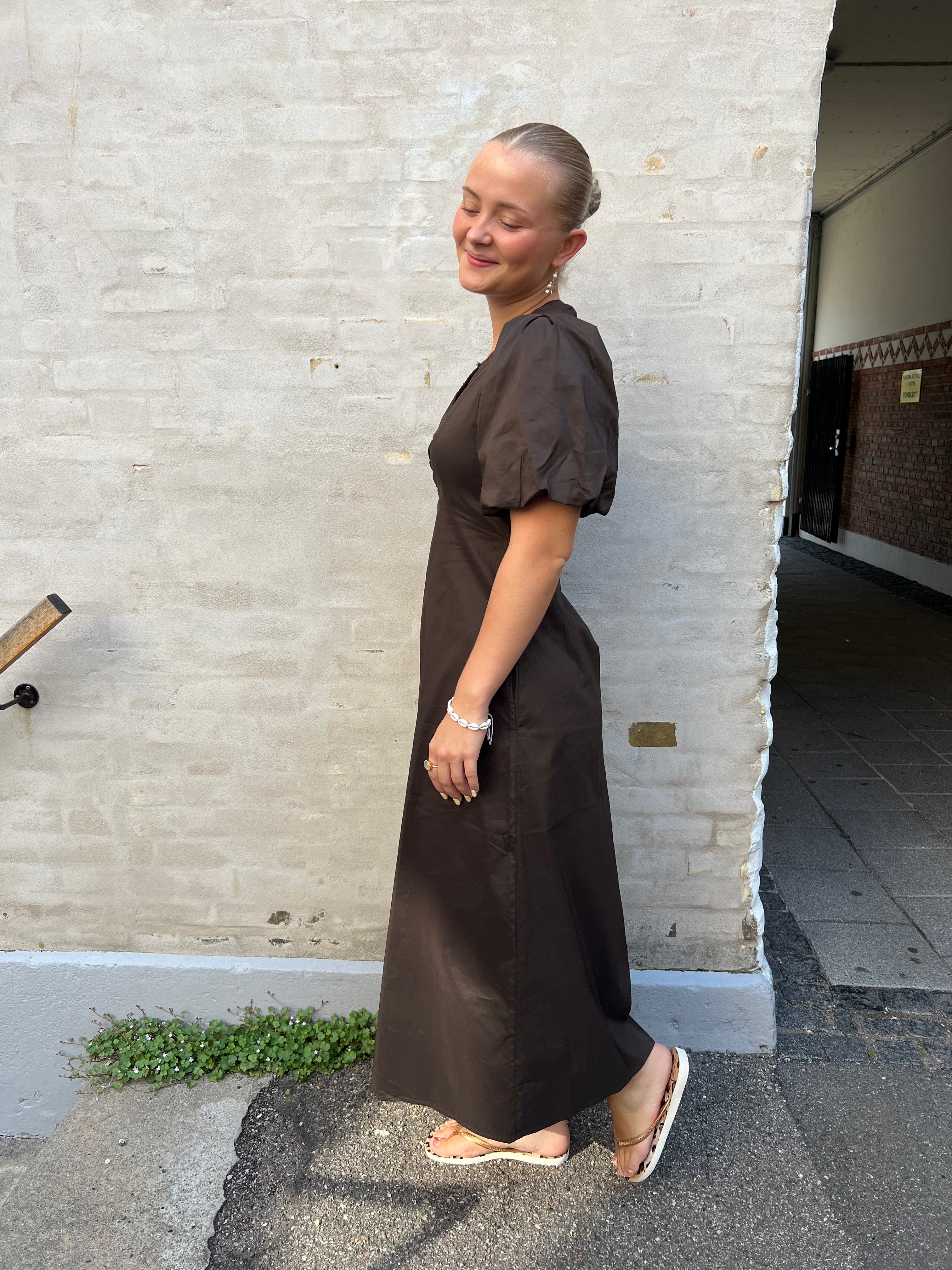 Illana Poplin Dress Chocolate Brown