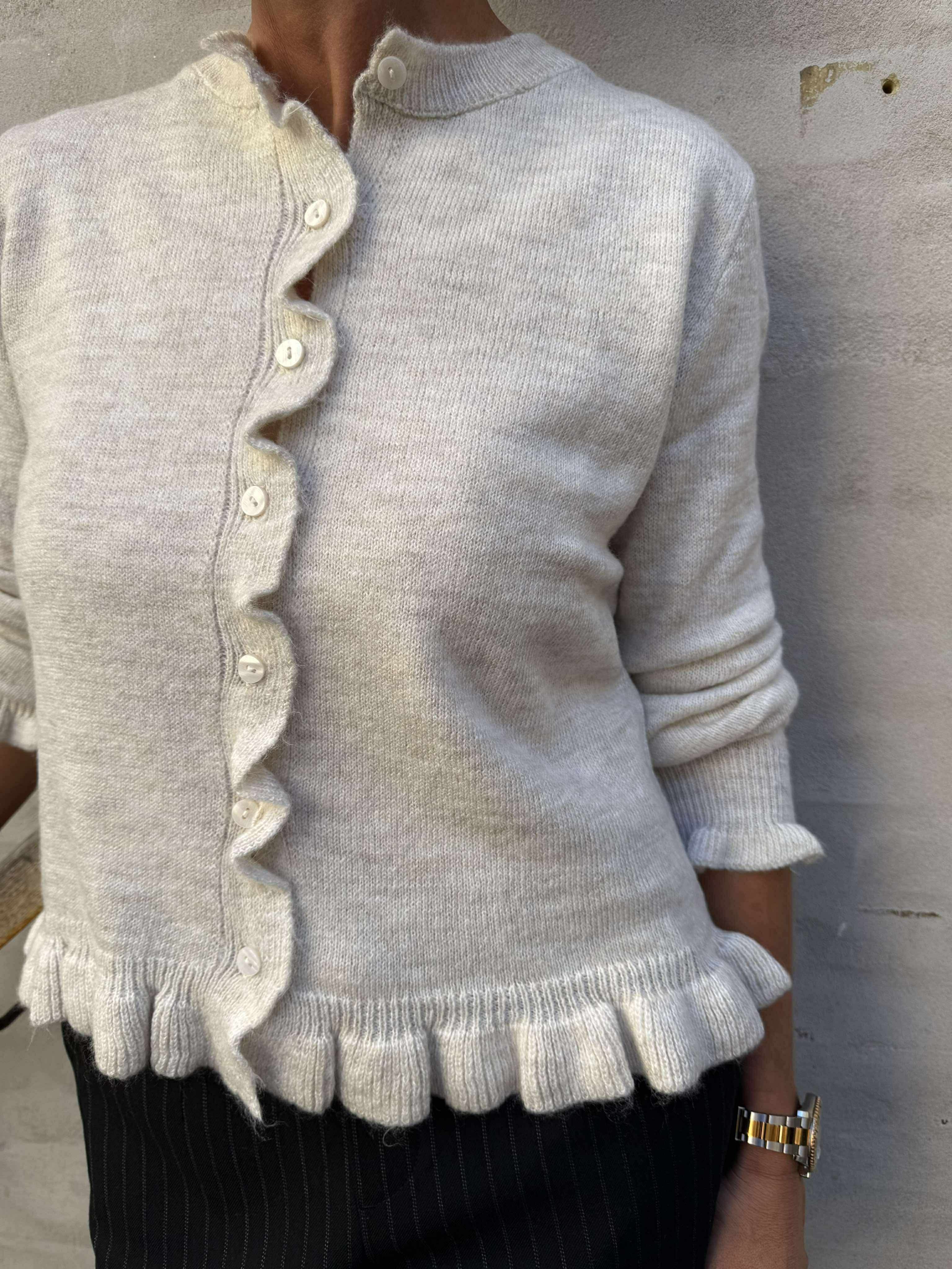 LETTY FRILL CARDIGAN - Birch/MELANGE