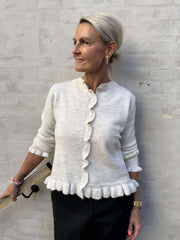 LETTY FRILL CARDIGAN - Birch/MELANGE