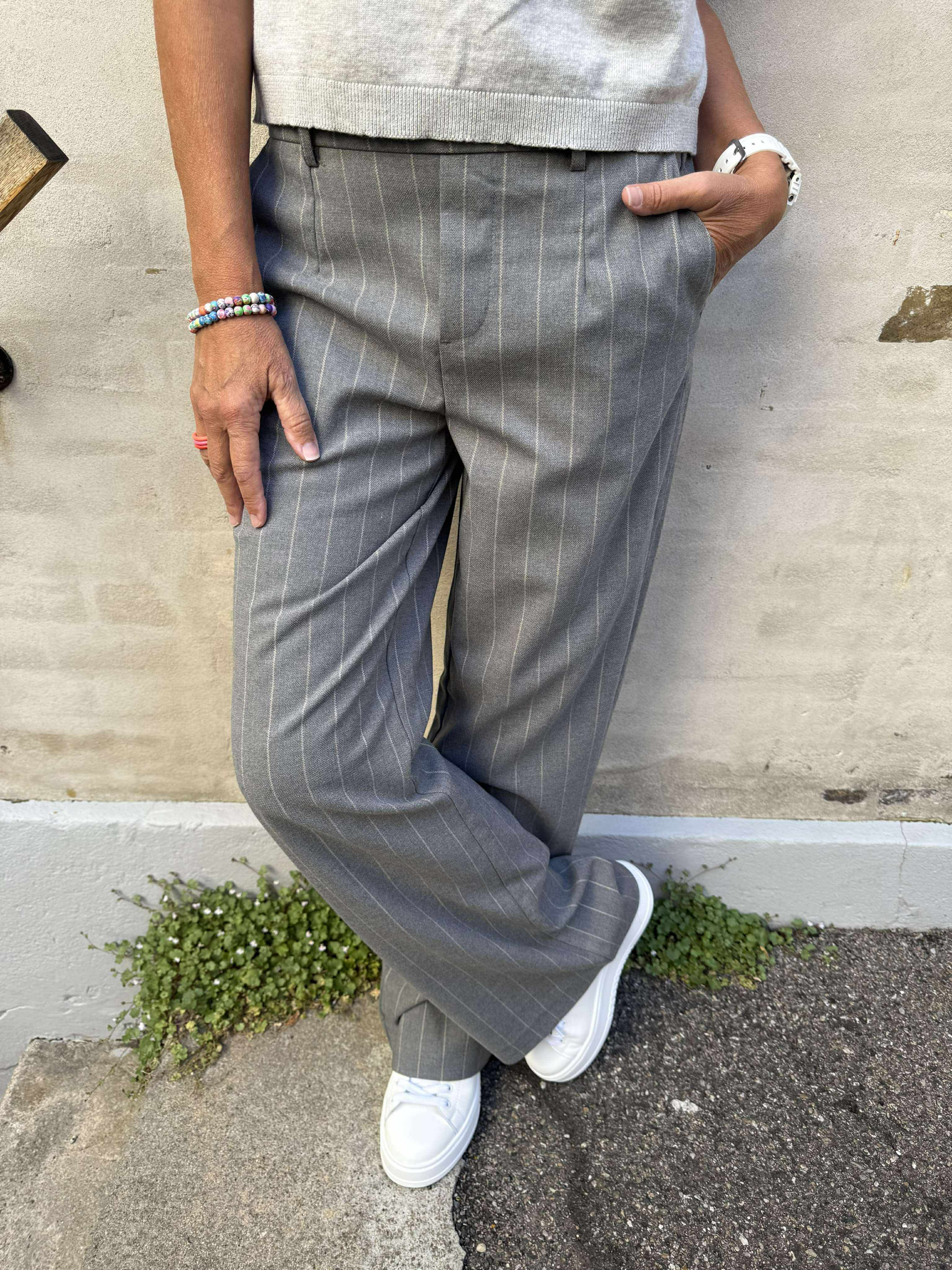 Lisa WIDE pant - Medium Grey/Humus