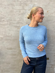 DOFFY O-NECK BLOUSE - Blue Jasper MELANGE
