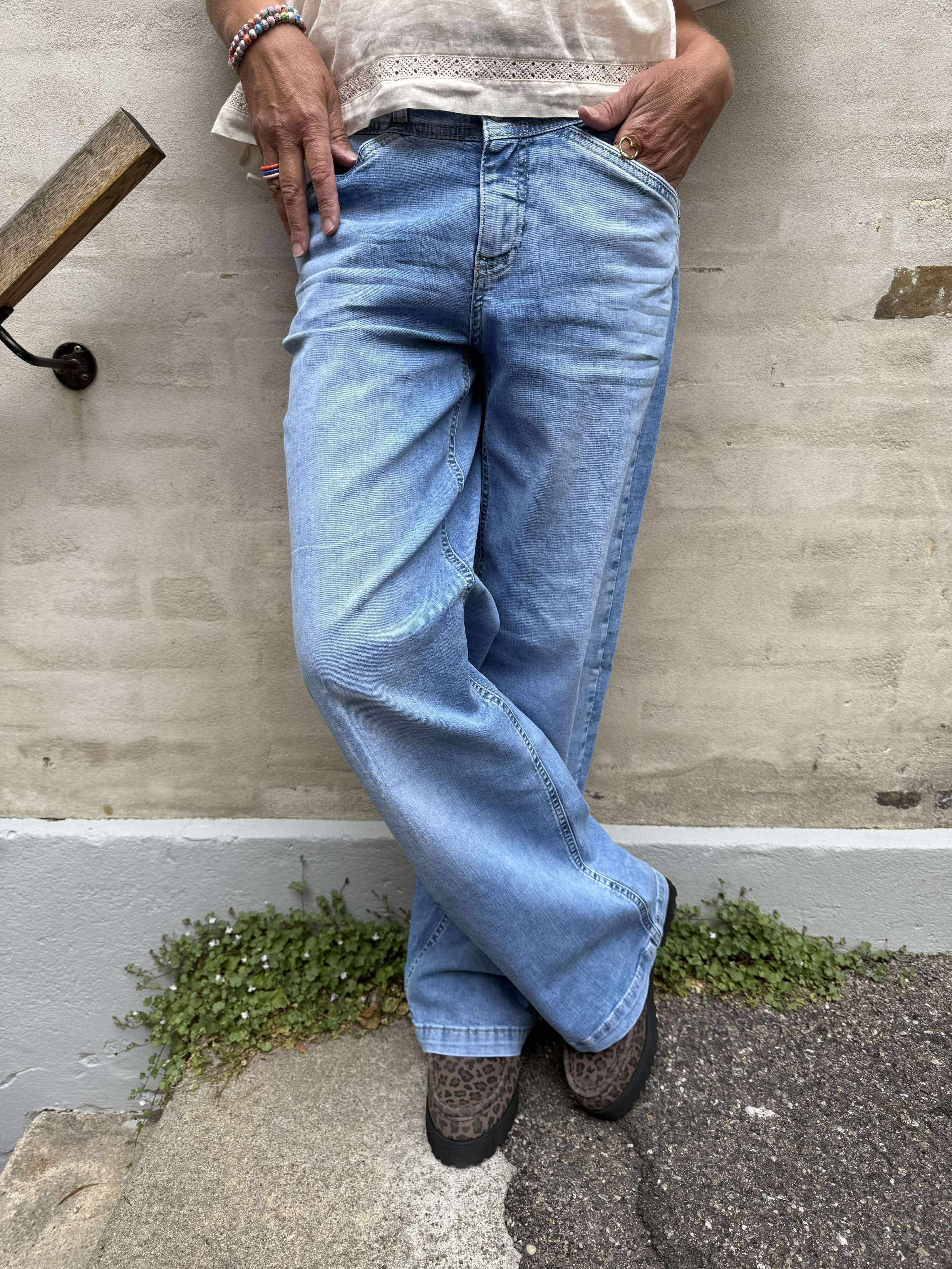 Wide Leg High Waist - Light Blue