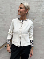 BLOSSOM LS O-NECK CARDIGAN - Birch Melange
