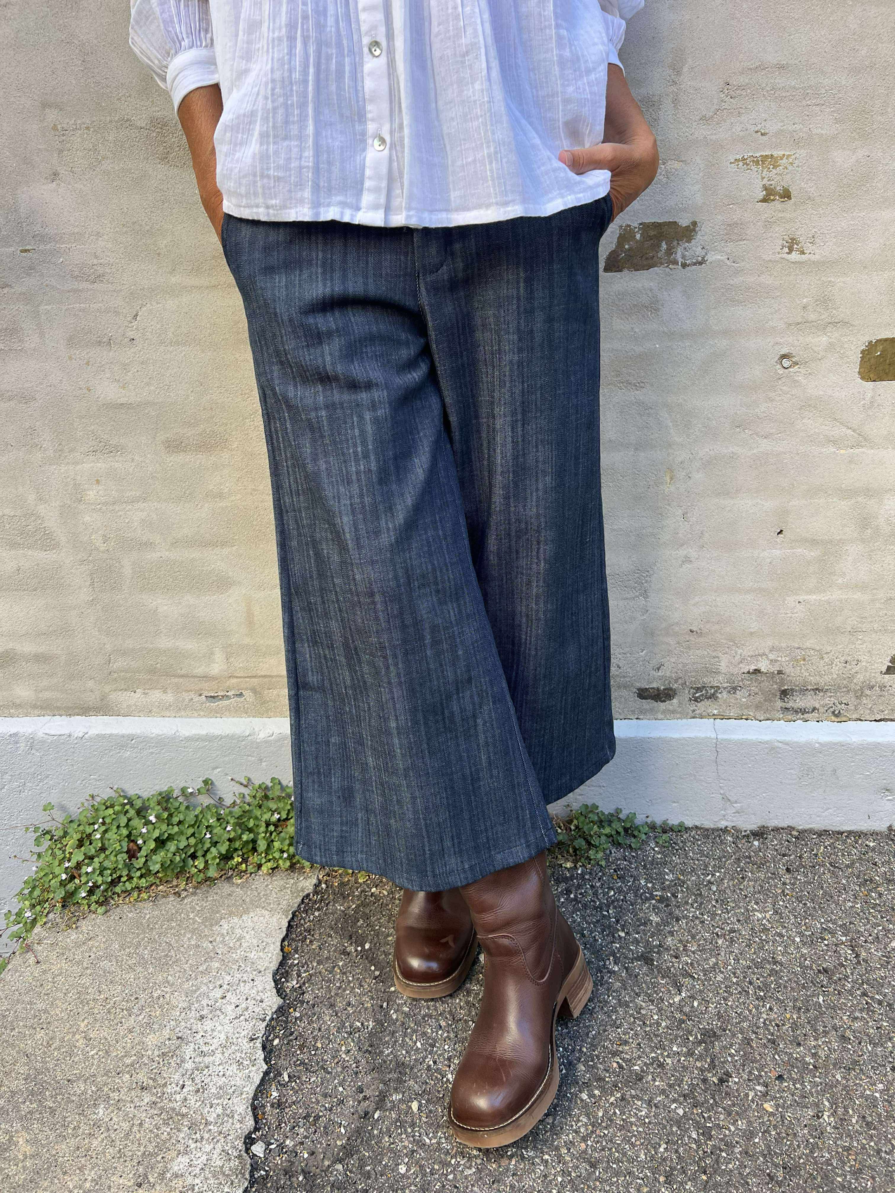 PREORDER-BOX culotte pant - Navy Denim