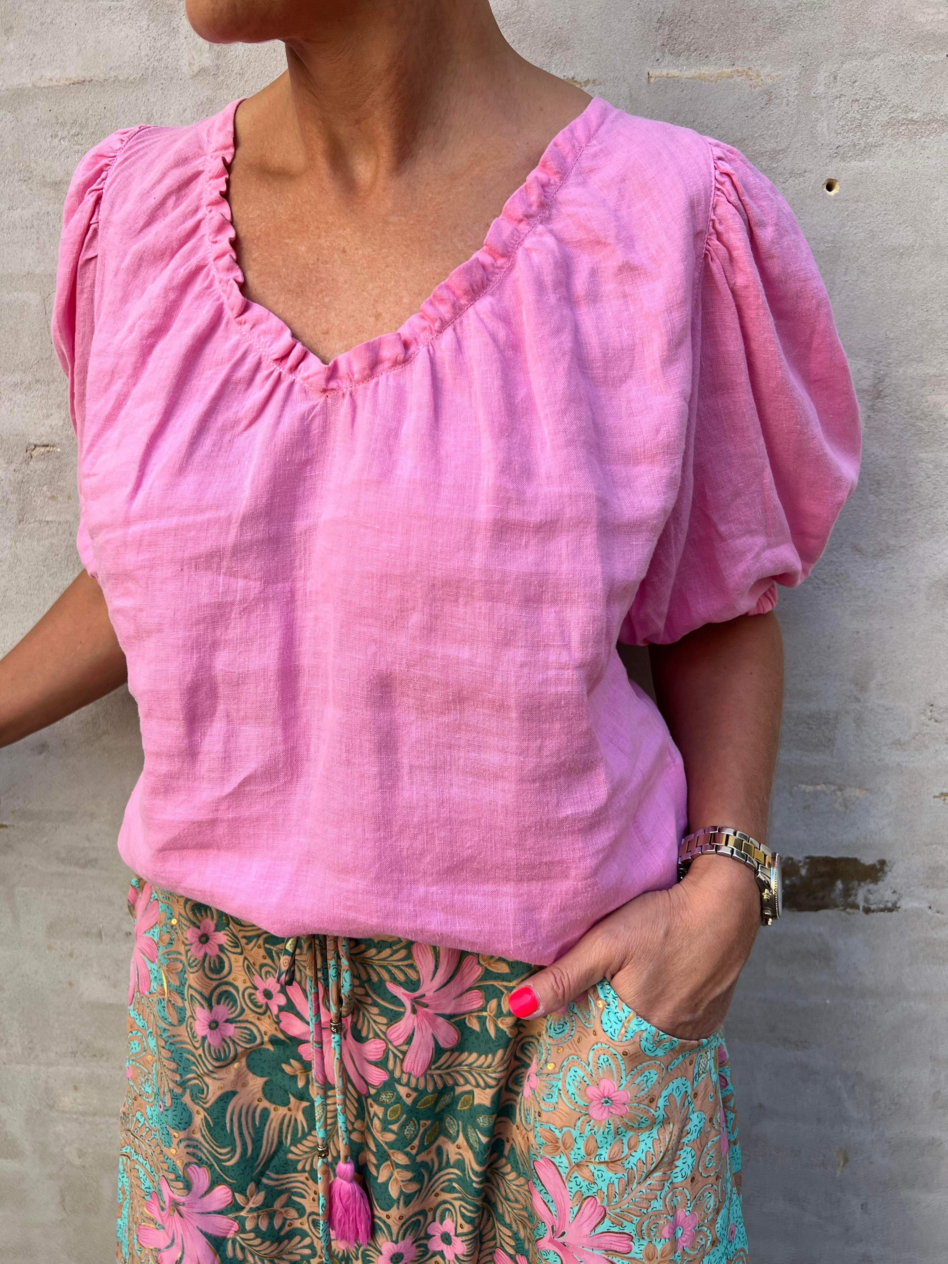 Taissa linen blouse begonia pink