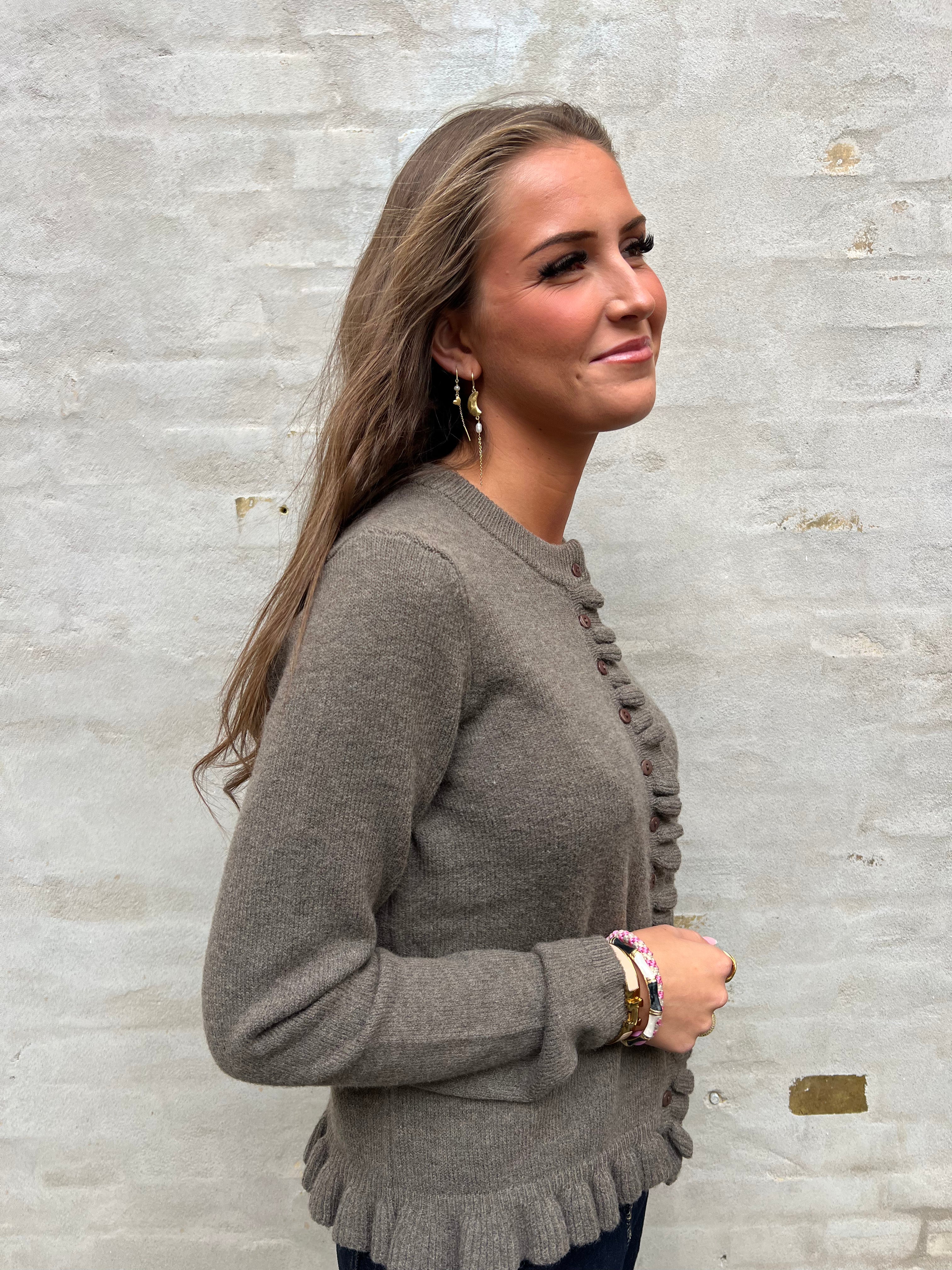 ELVA KNIT CARDIGAN - Morel/Melange