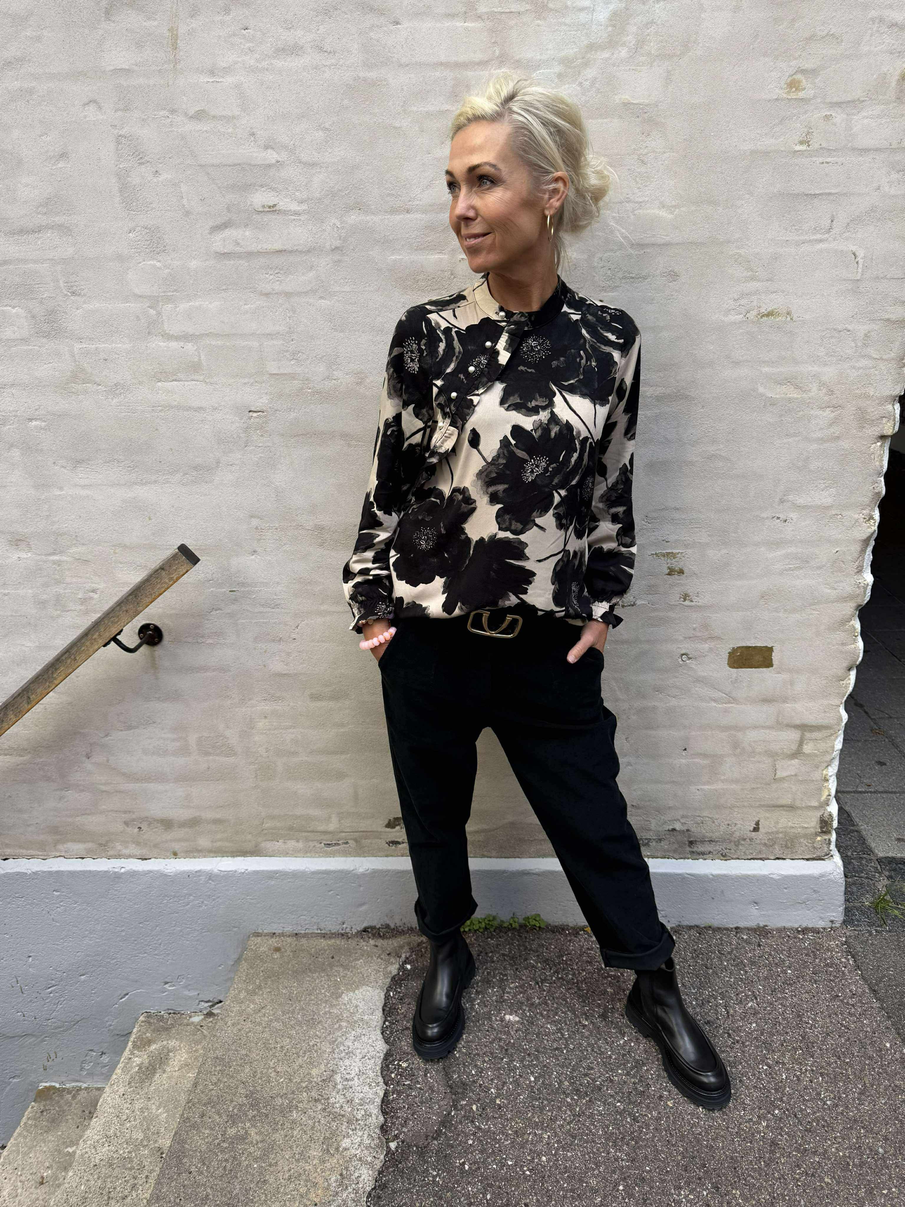 Rachel Elitha Shirt - Black/Offwhite Flower