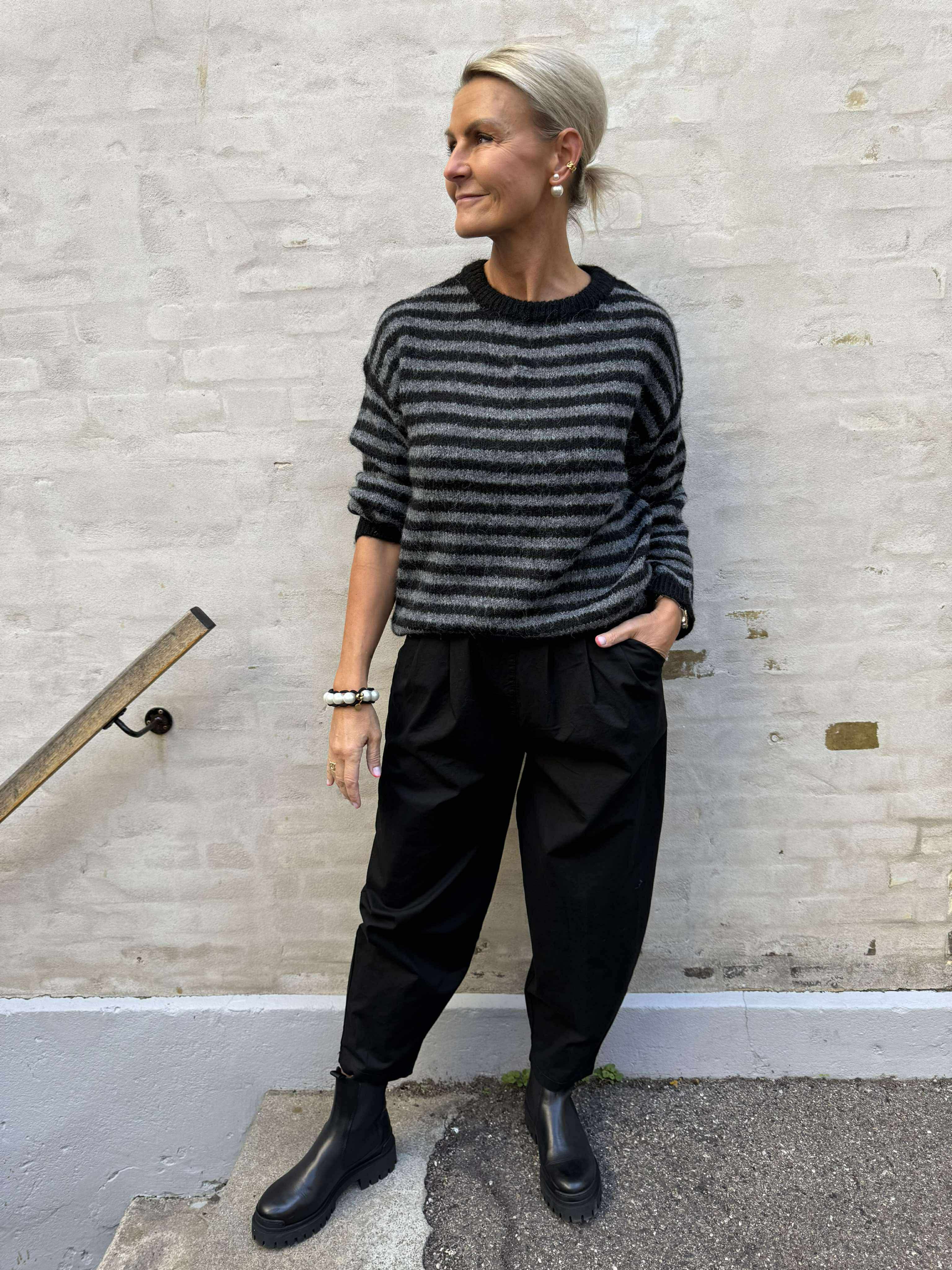 ZOEY LIFE L/S ON DROPSH PULLOVER - Black DARK GREY MELANGE