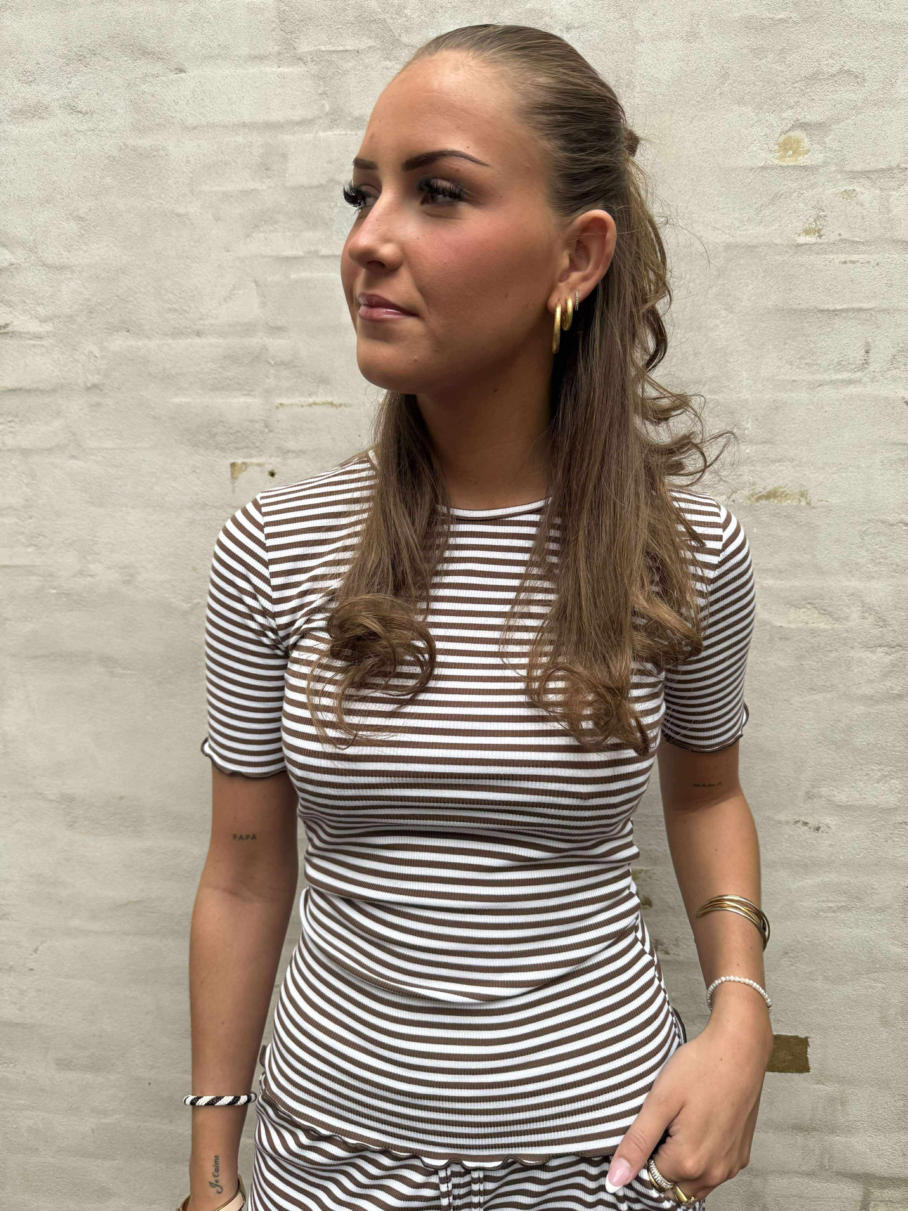Natalia Blouse - Brown Creme Stripe
