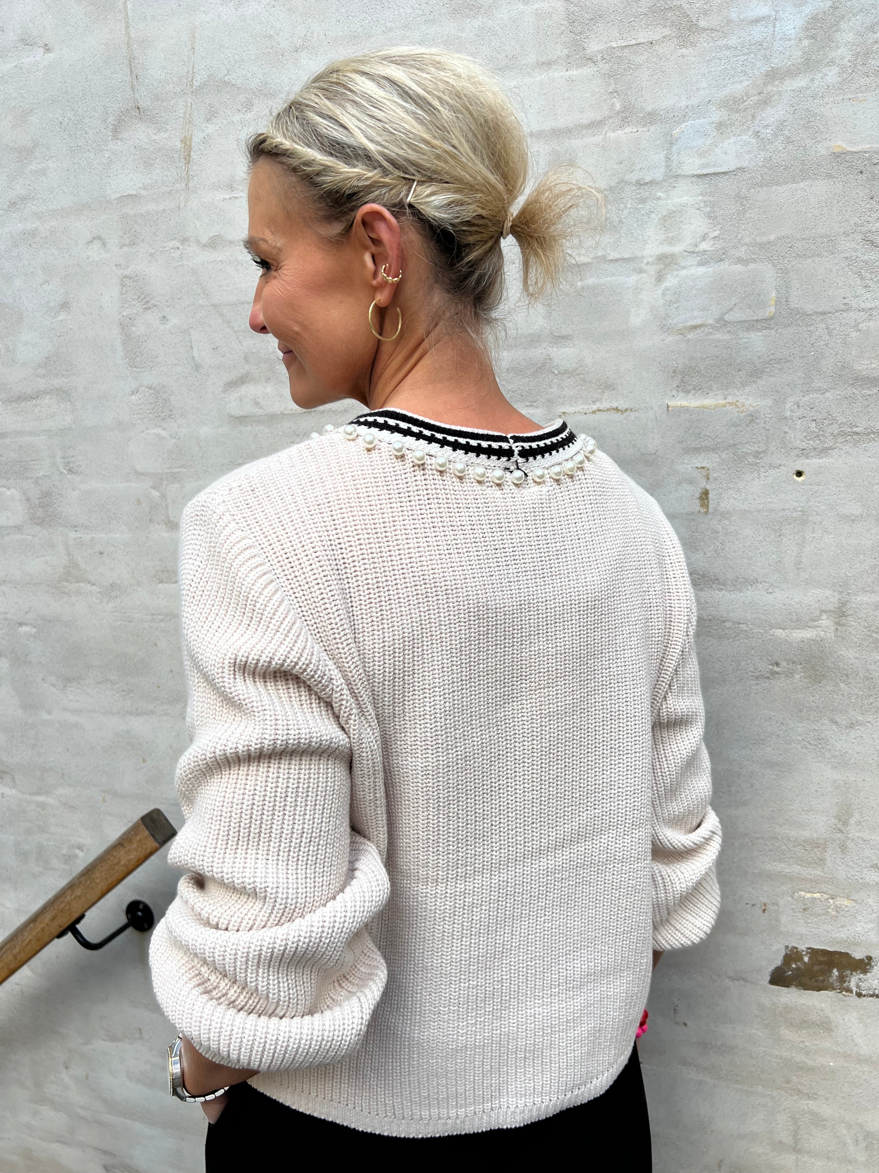 Perla lo knit pullover white sand