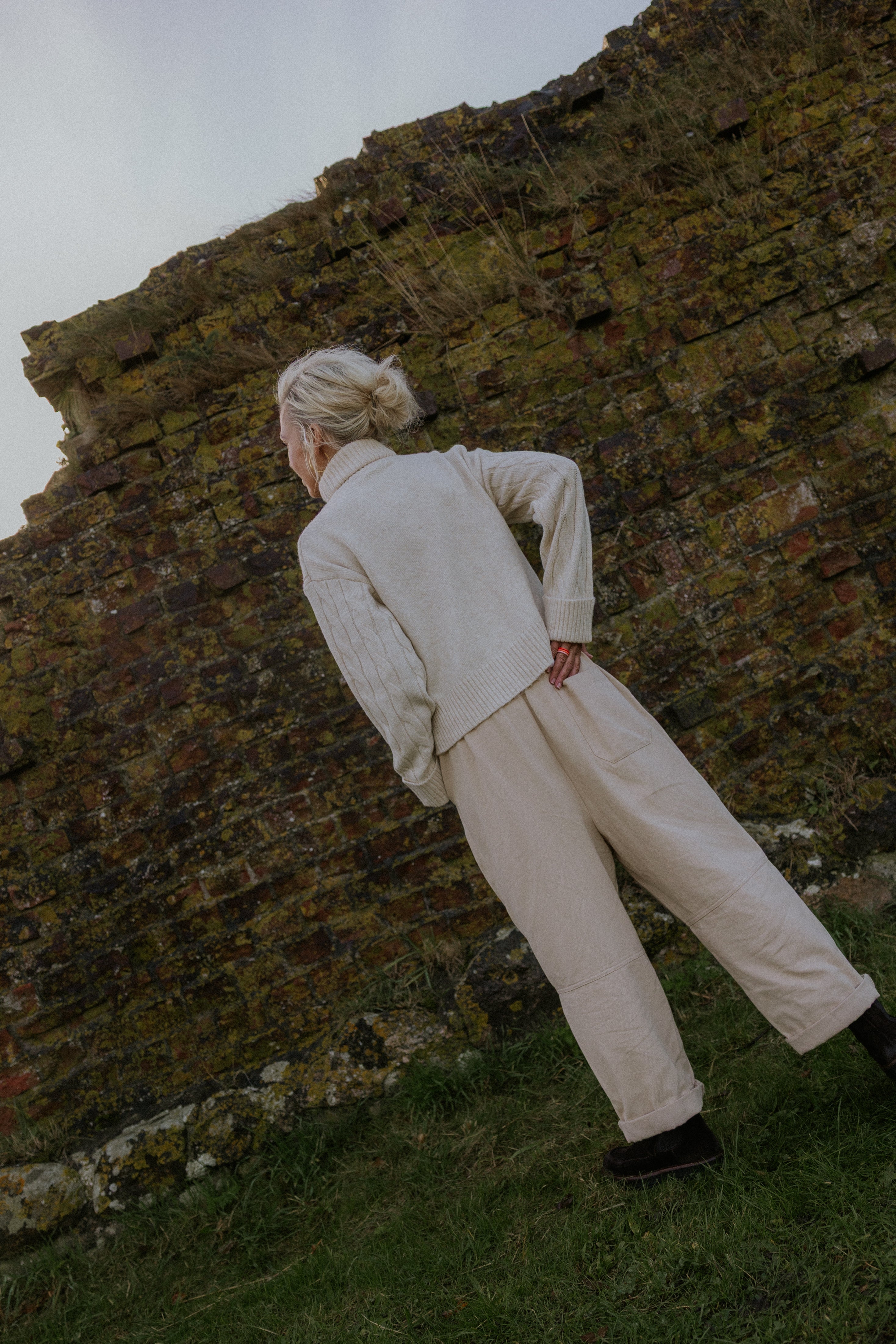 MAY HIGH ROLL NECK KNIT - Birch melange birch