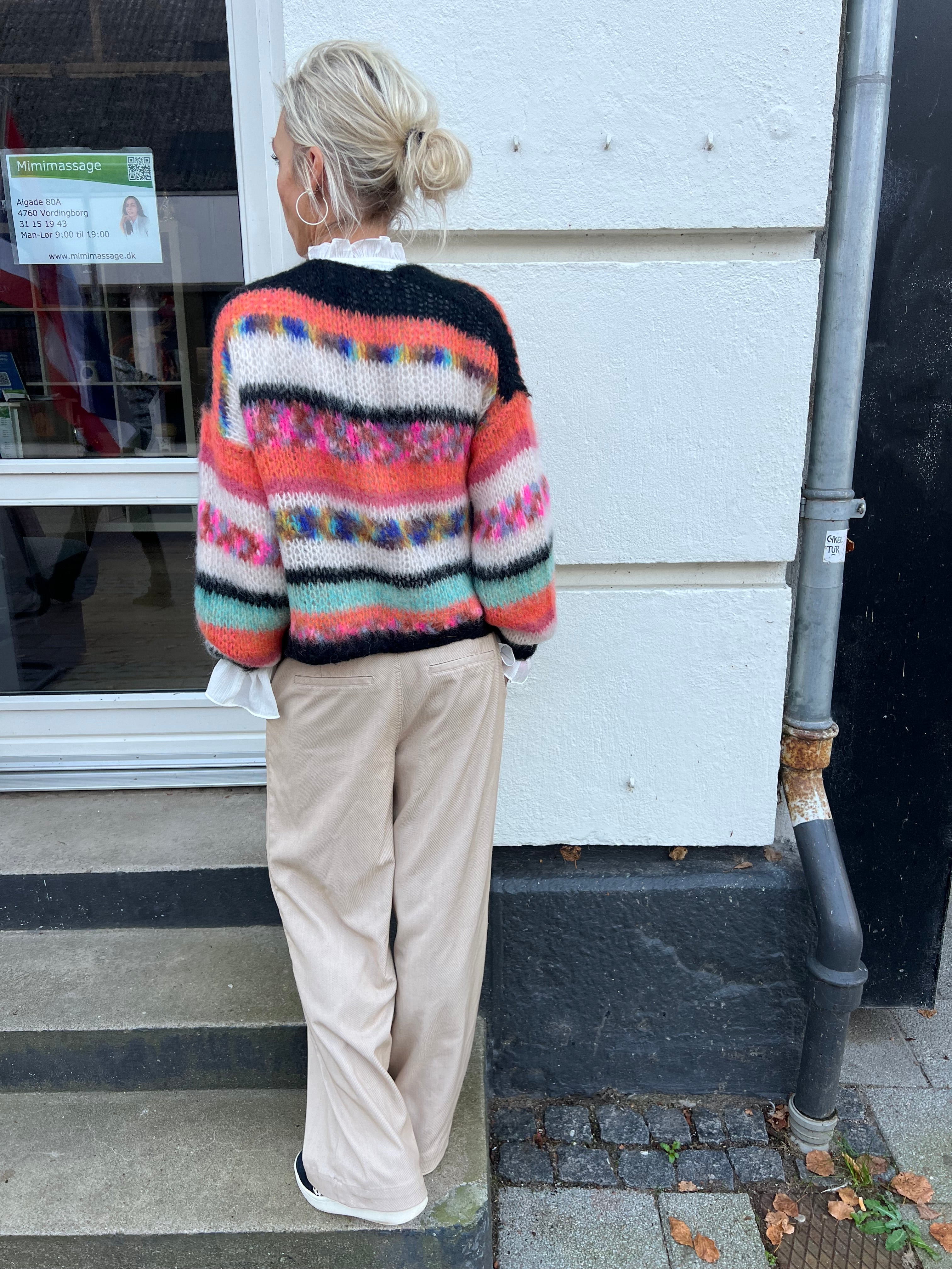 Adria multi striped cardigan orange multi