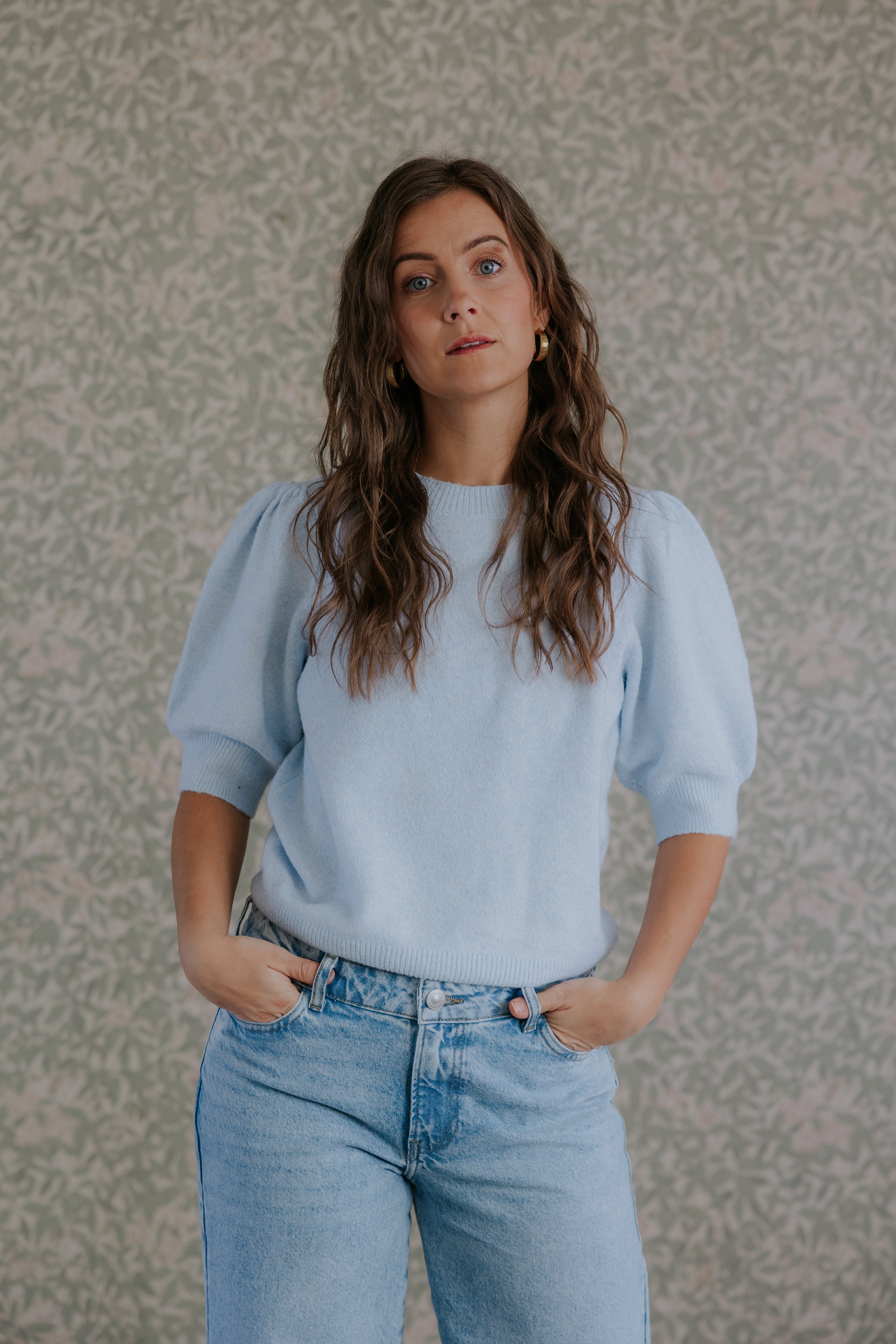 DOFFY O-HALS TRÖJA - Cashmere Blue MELANGE