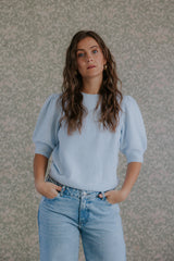 DOFFY O-NECK PULLOVER - Cashmere Blue MELANGE