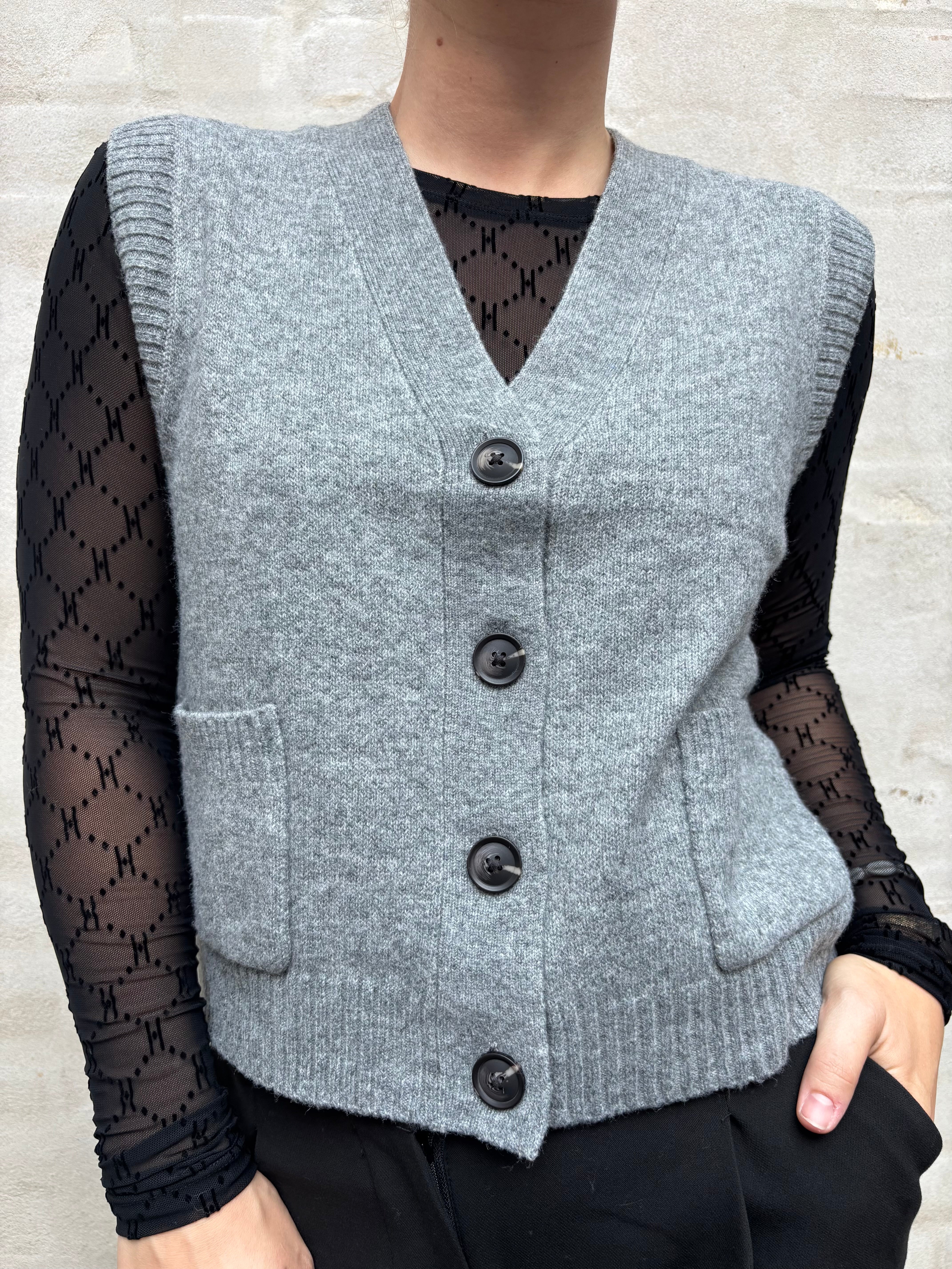 SUPER LIFE V-NECK VEST - Medium Grey Melange