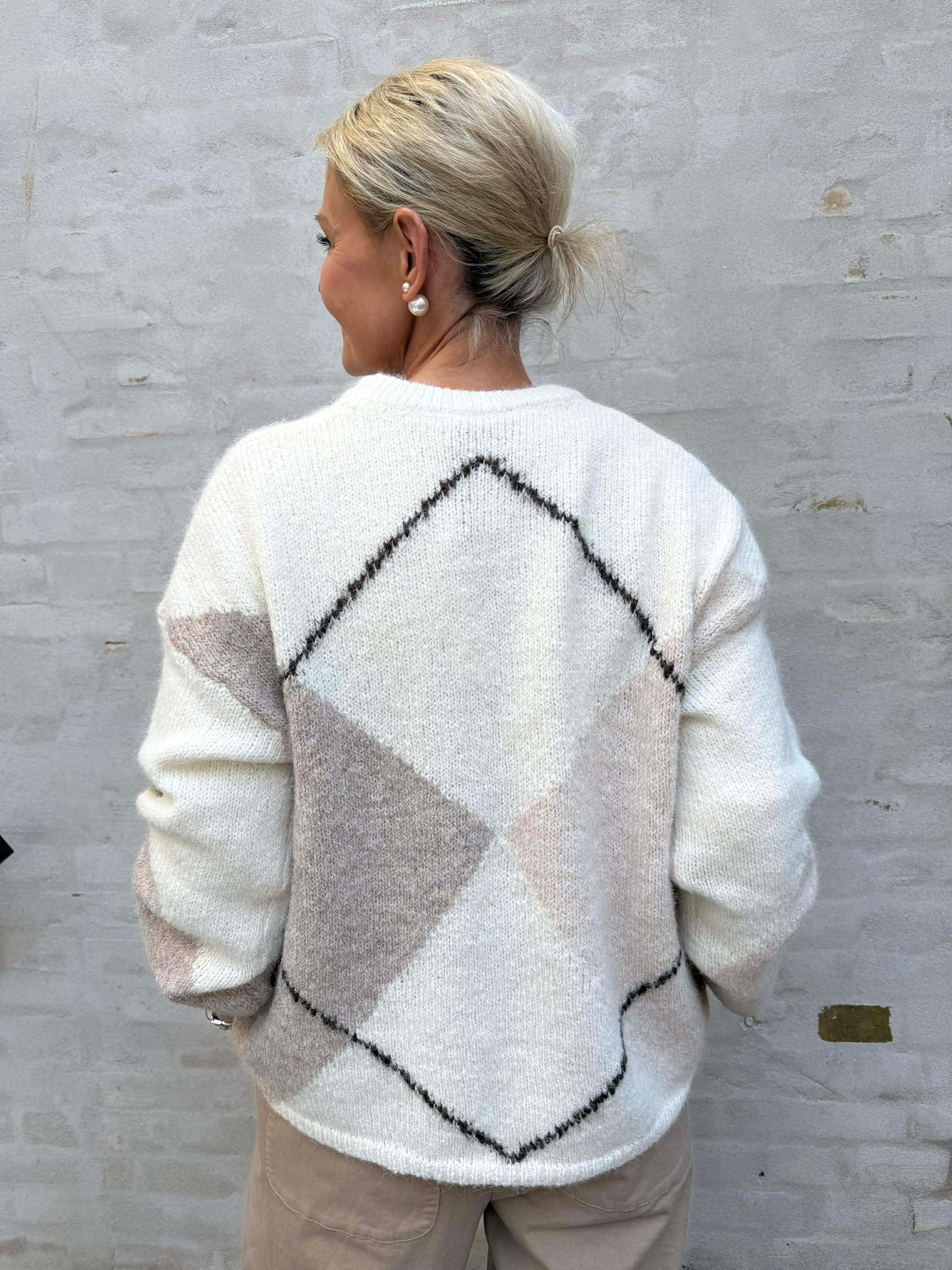 Inga Check Fluff Knit Bluuse - Kräm