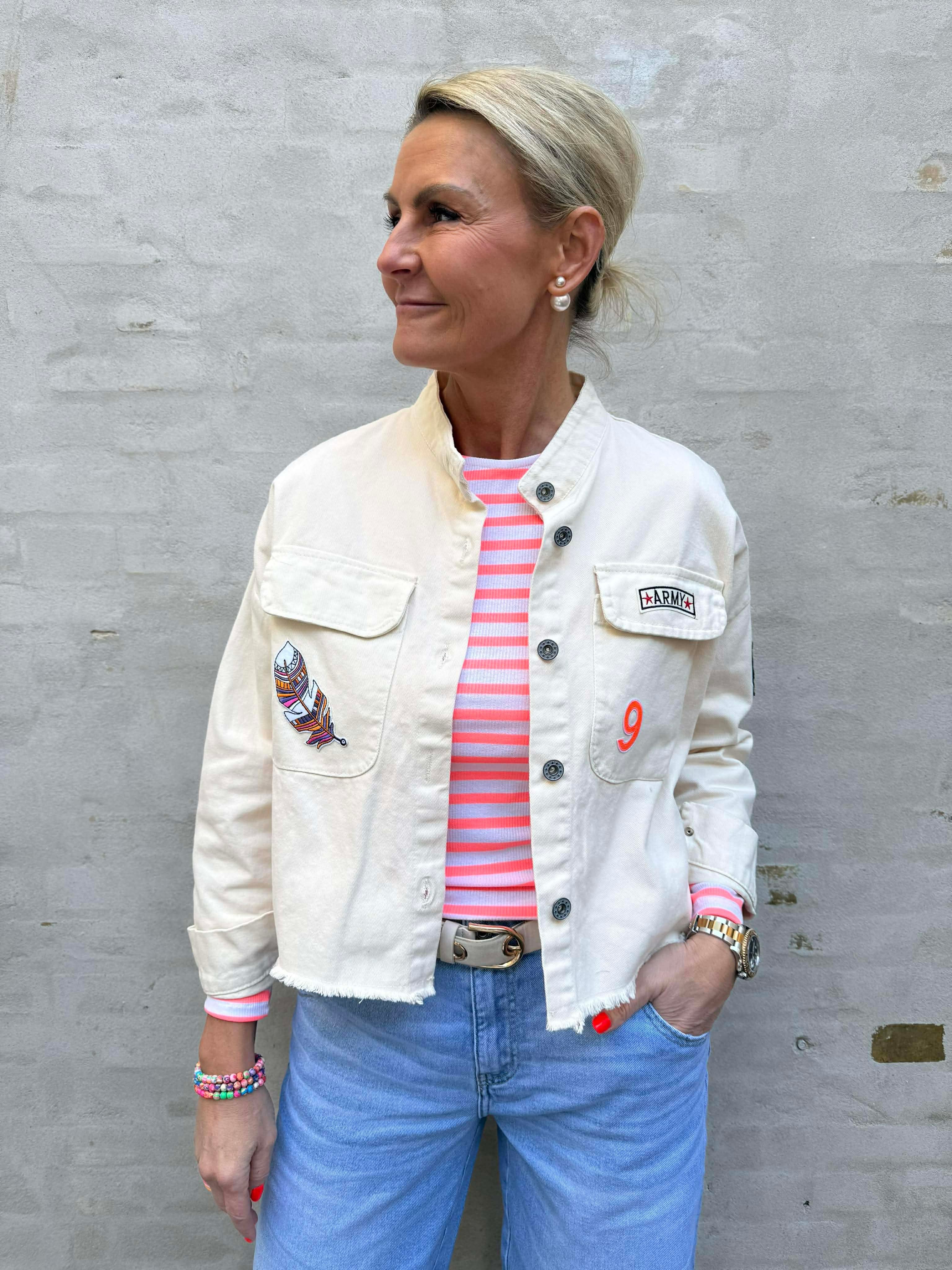 ♡m♡CARLA Lady handsome jacket（White） Carla Jacket - Beige