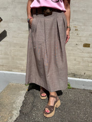 JihoCC Anya Pleat Skirt - Brown