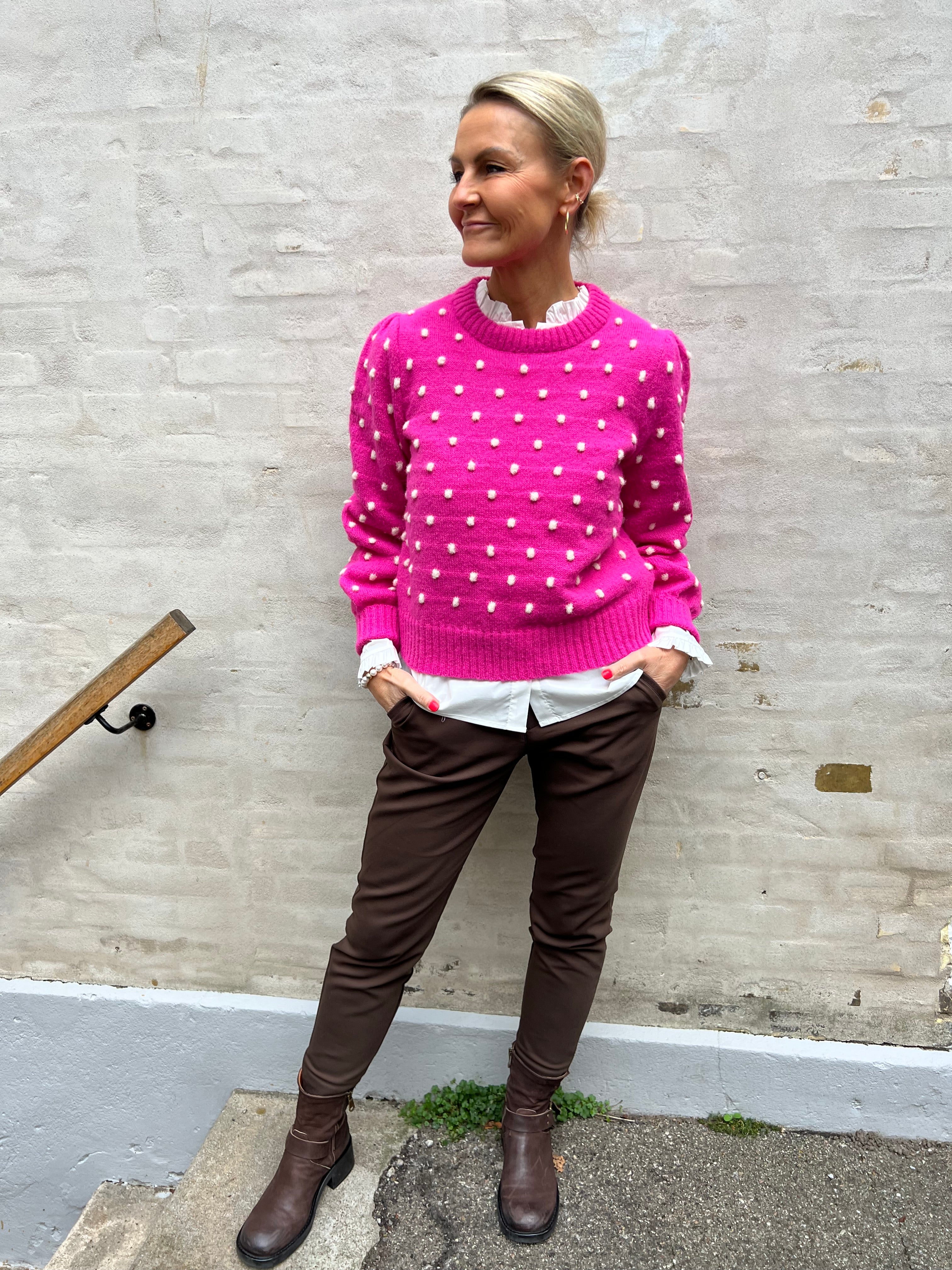 Sigrid life L/S knit dot rose violet